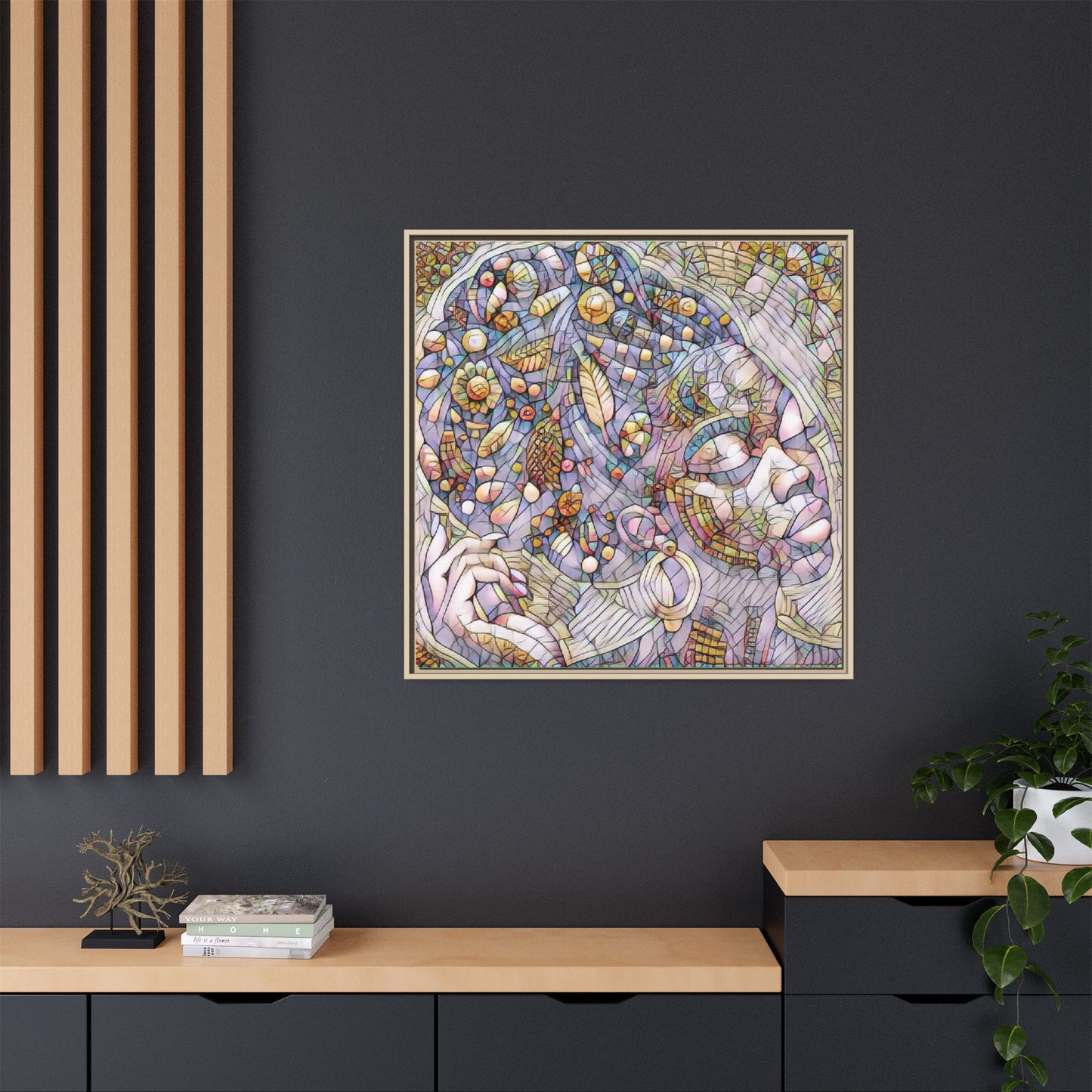 Bohemian Mosaic Woman Matte Canvas Framed Wall Art