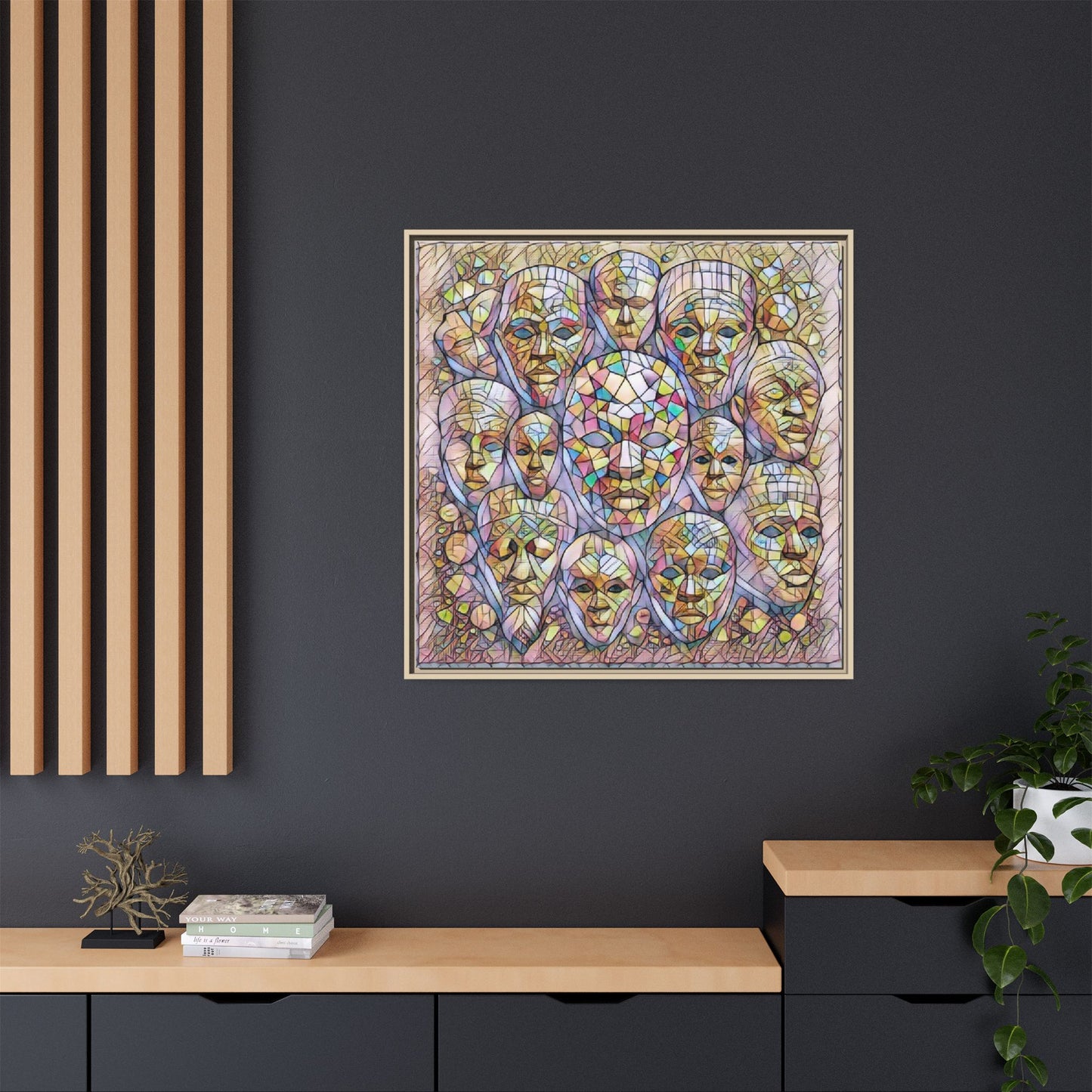Framed Art Print — Mosaic Faces Matte Canvas