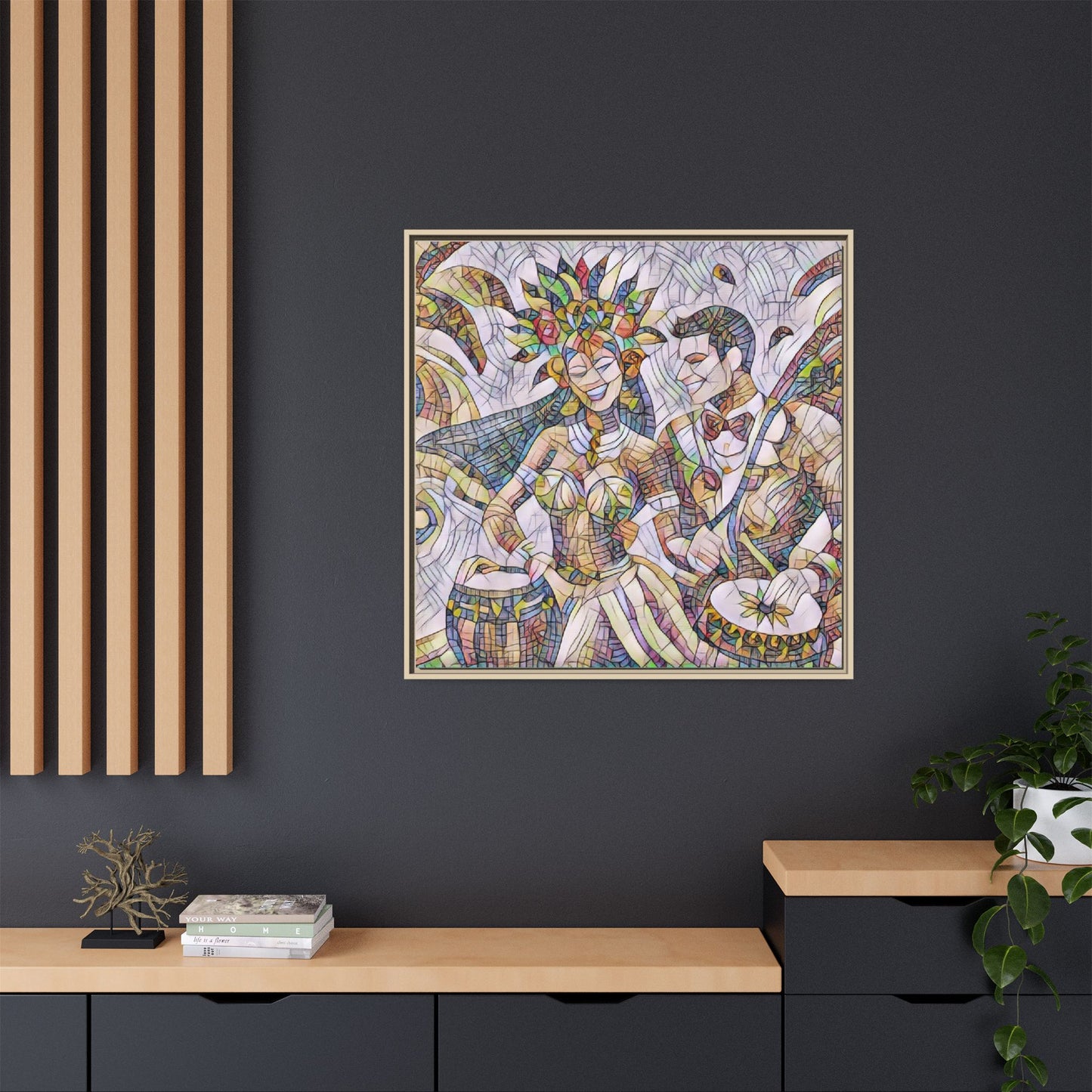 Carnival Samba Dancers Framed Canvas Art — Colorful Brazilian Festival Wall Decor