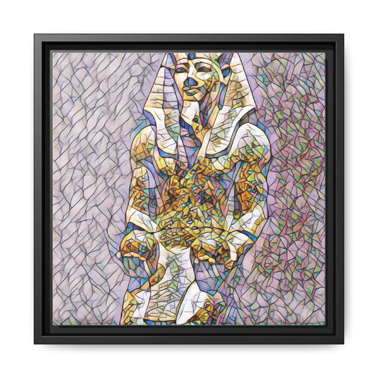Framed Abstract Pharaoh Matte Canvas Wall Art — Multicolor Egyptian Statue Print