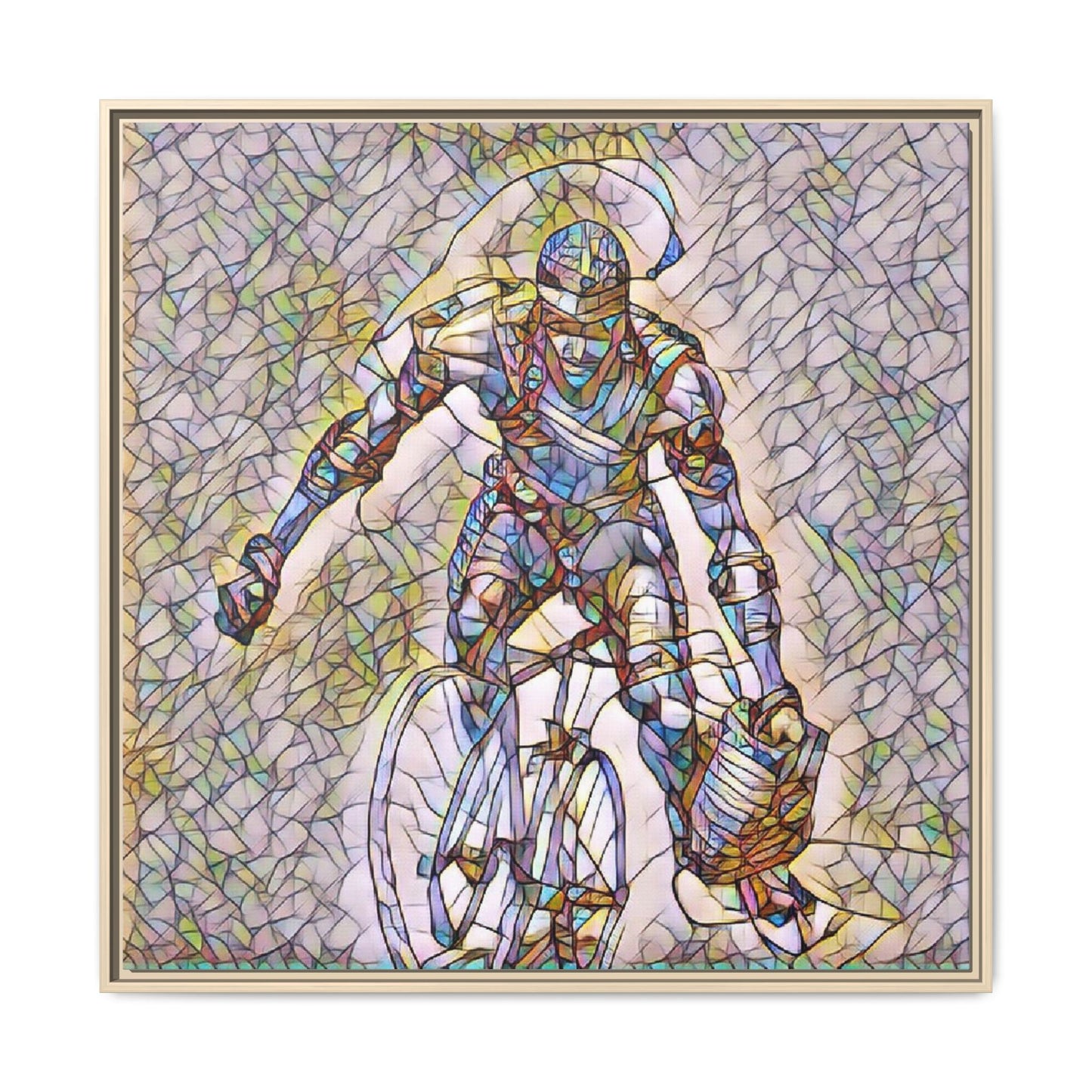 Cyclist Mosaic Matte Canvas Print — Framed Multicolor Cycling Art