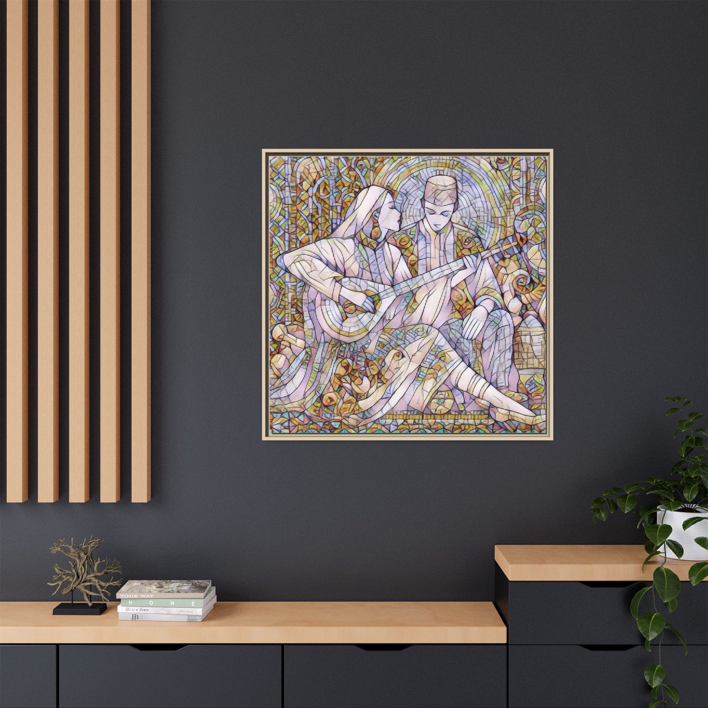 Love Song Serenade - Framed Canvas Wall Art | Guitar Player Romantic Print