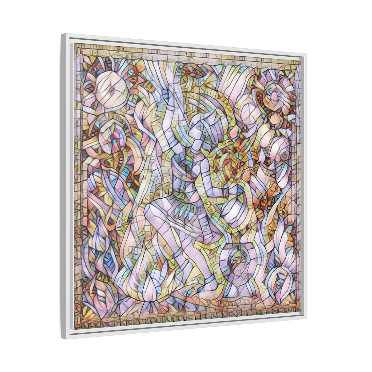 Abstract Stained Glass Dance Matte Framed Canvas