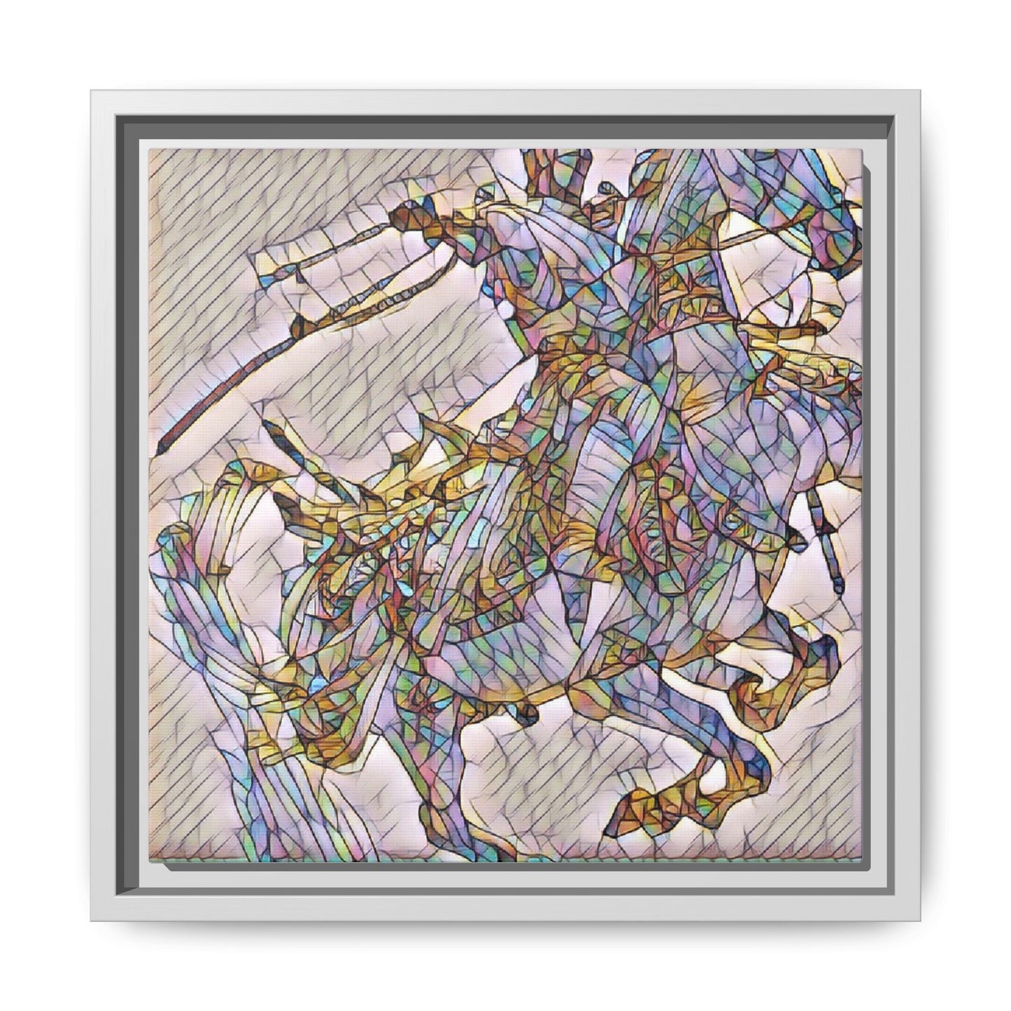 Framed Abstract Stained-Glass Horse Canvas