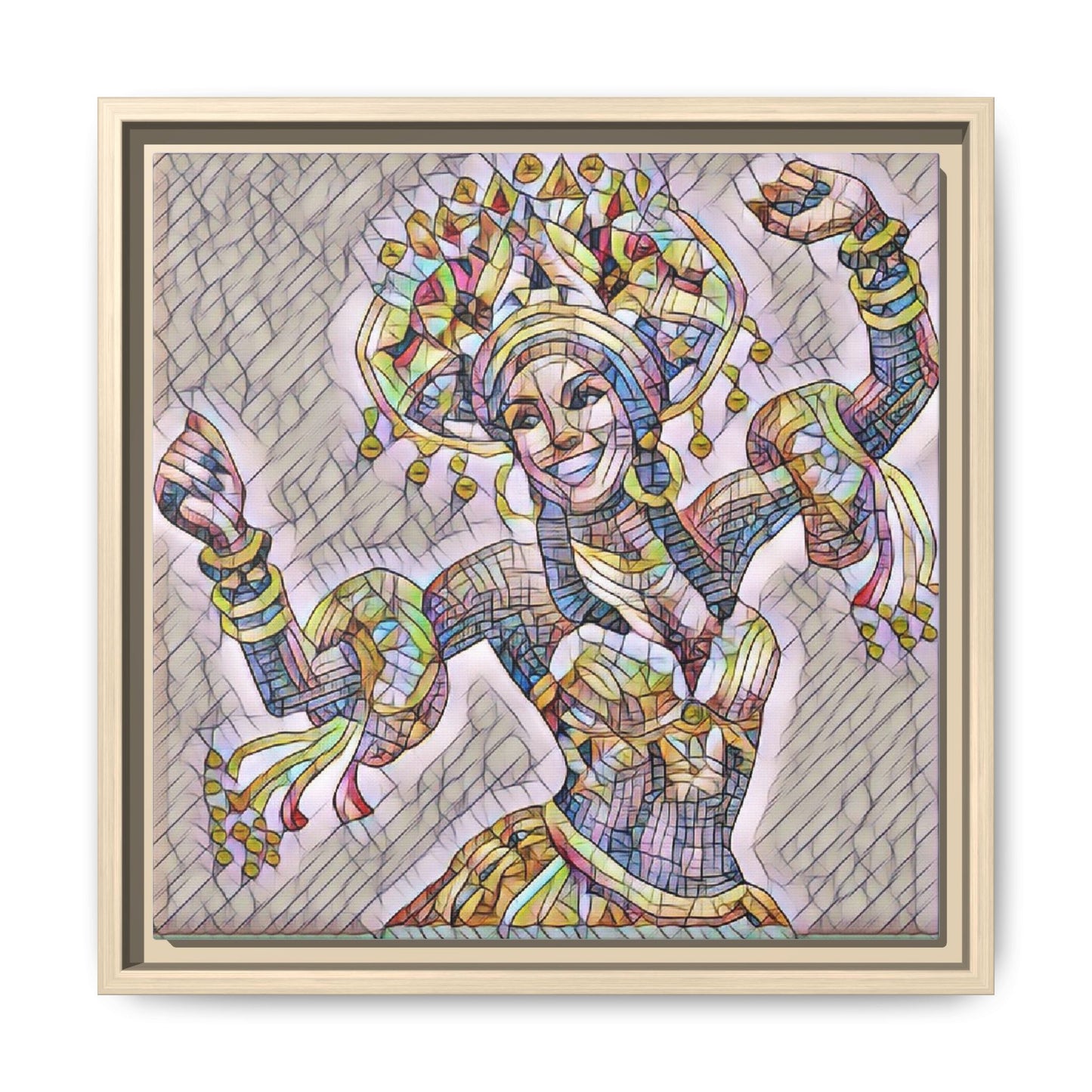 Framed Matte Canvas: Colorful Carnival Dancer Artwork – Vibrant Ethnic Dance Wall Art