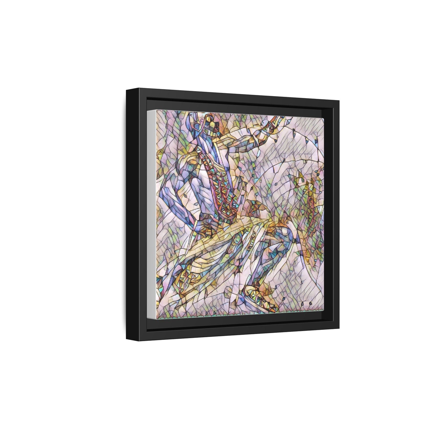 Abstract Stained-Glass Dancers — Framed Matte Canvas Art