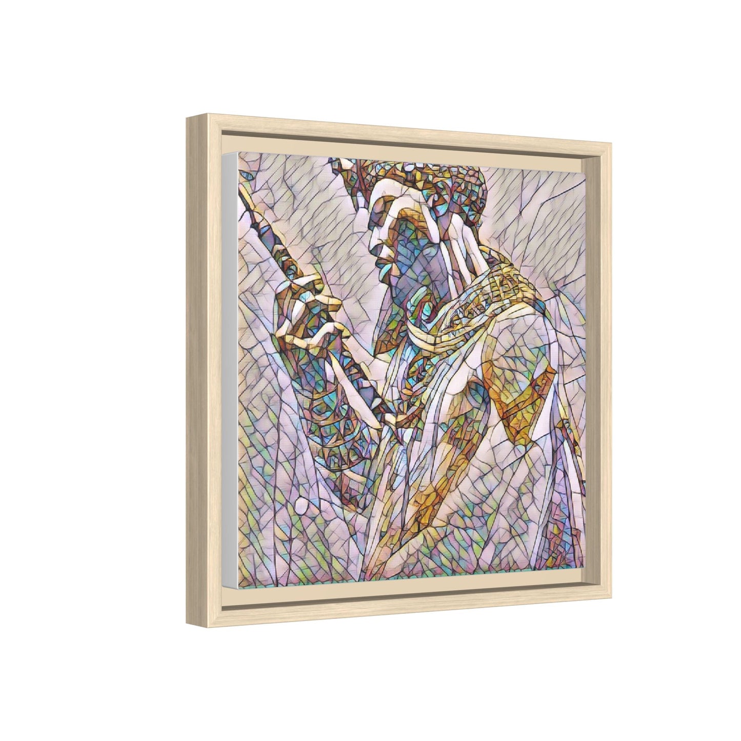 Egyptian Pharaoh Stained Glass Art — Framed Matte Canvas
