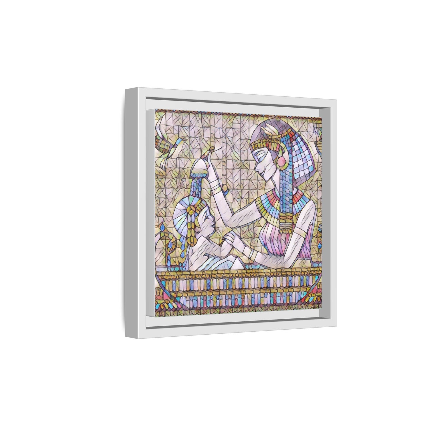 Egyptian Mosaic Mother & Child Framed Matte Canvas