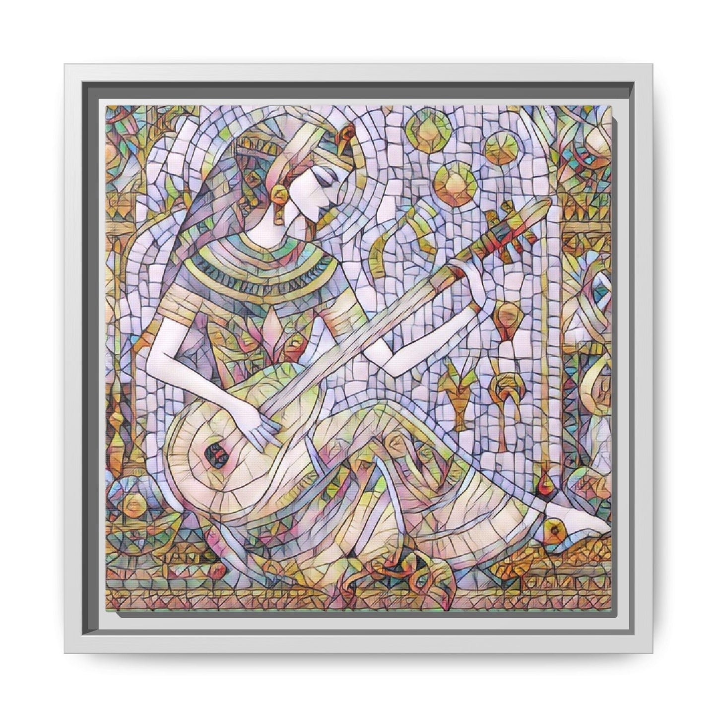 Egyptian Muse Mosaic Matte Canvas Framed Wall Art