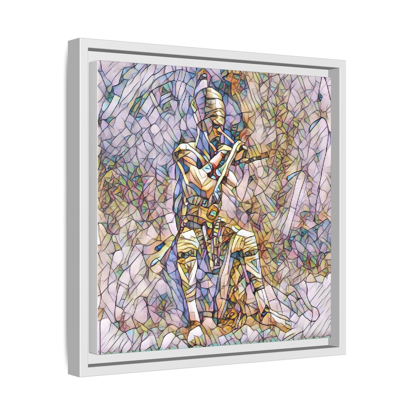 Framed Matte Canvas - Stained Glass Knight Artwork