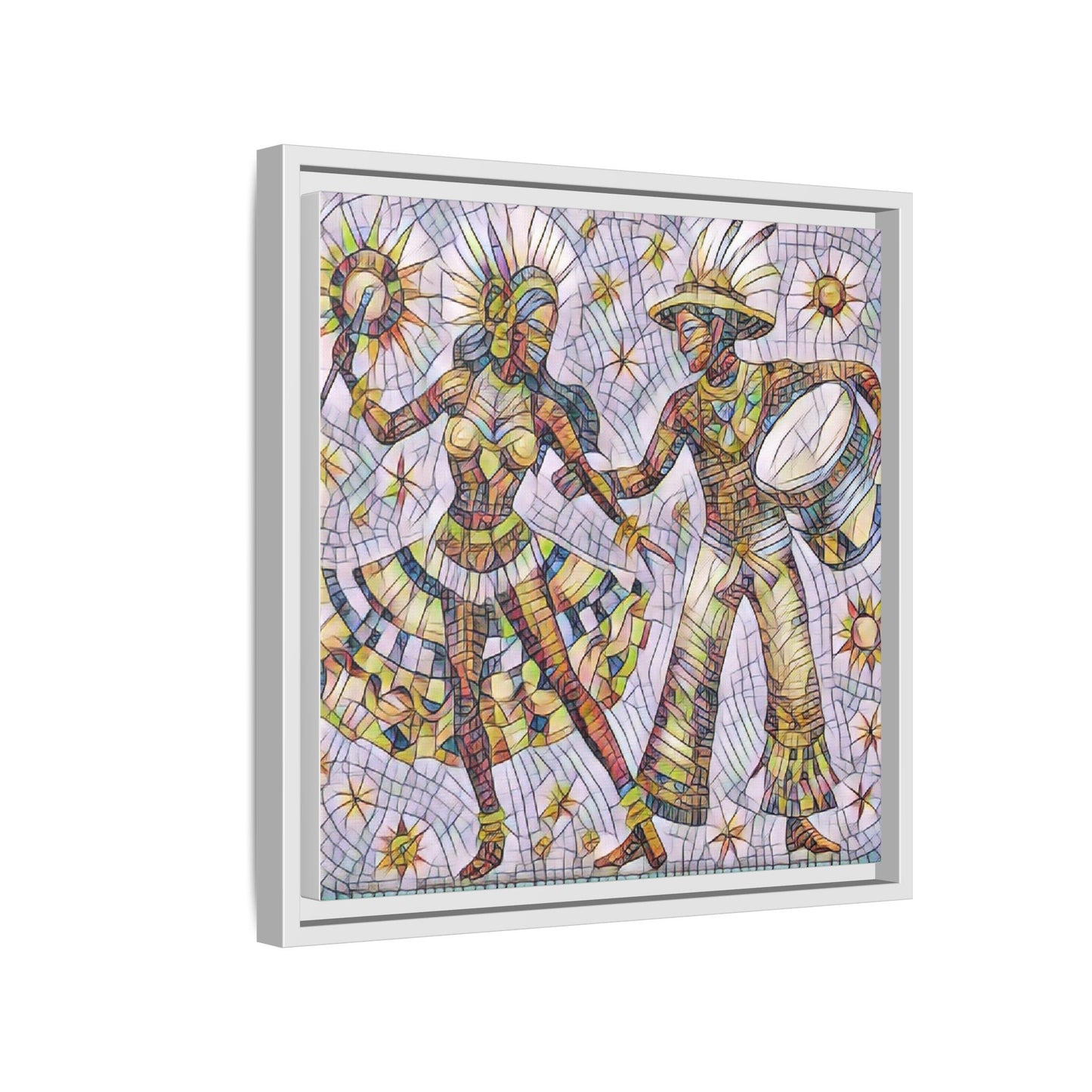 Carnival Dancers Framed Canvas Art — Colorful Samba Rhythm Wall Decor