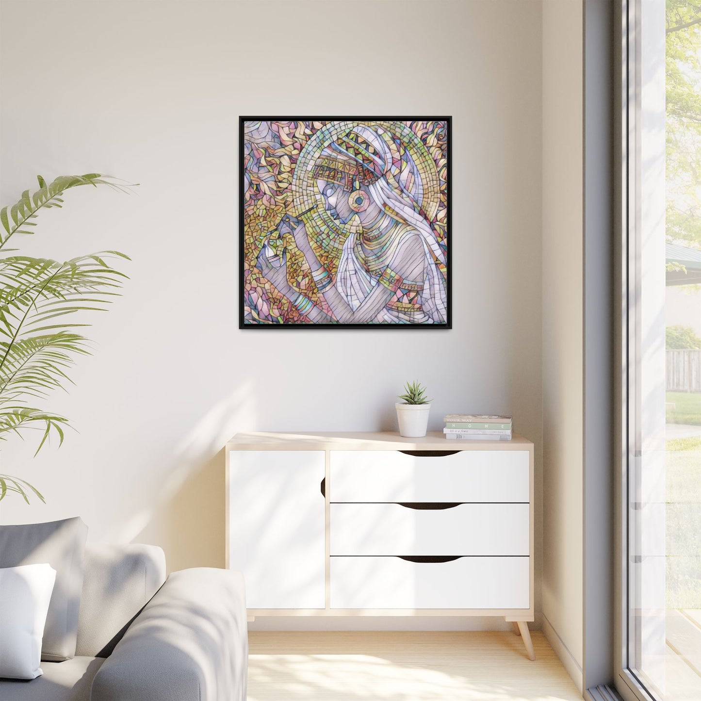 Egyptian Goddess Stained-Glass Matte Canvas (Framed)
