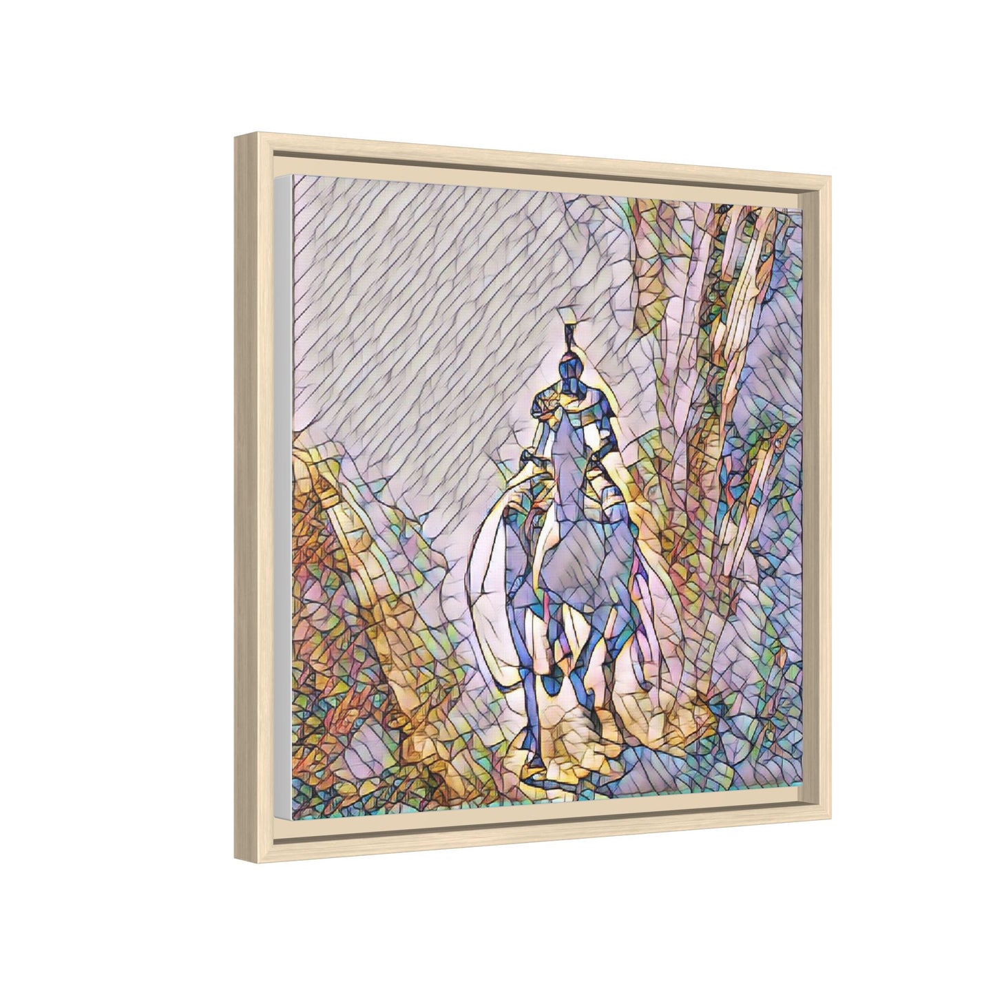 Stained-Glass Knight Matte Framed Canvas Wall Art
