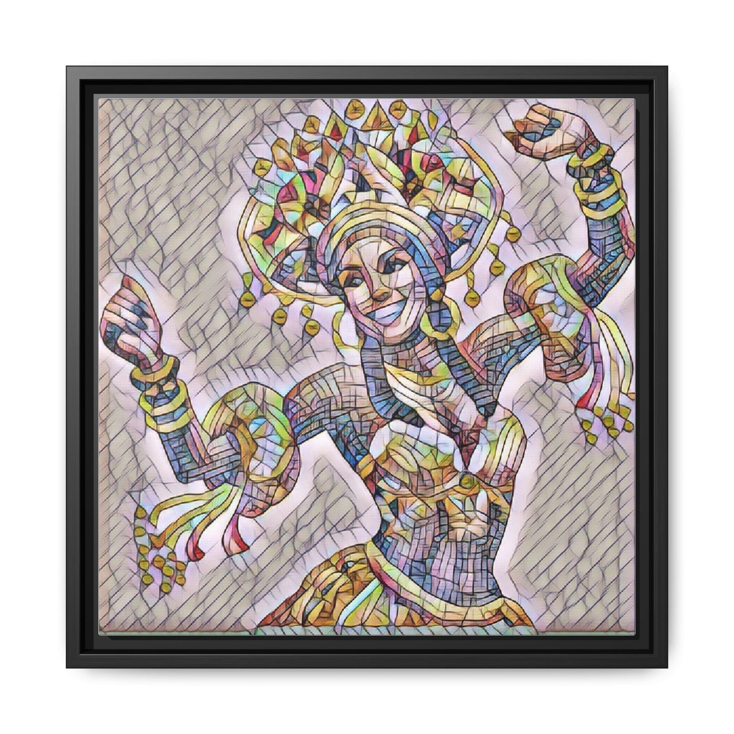 Framed Matte Canvas: Colorful Carnival Dancer Artwork – Vibrant Ethnic Dance Wall Art