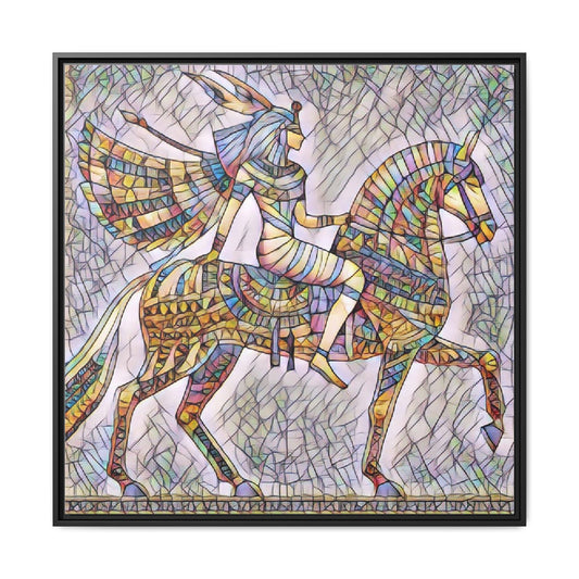 Stained-Glass Style Egyptian Horseman Framed Canvas Print
