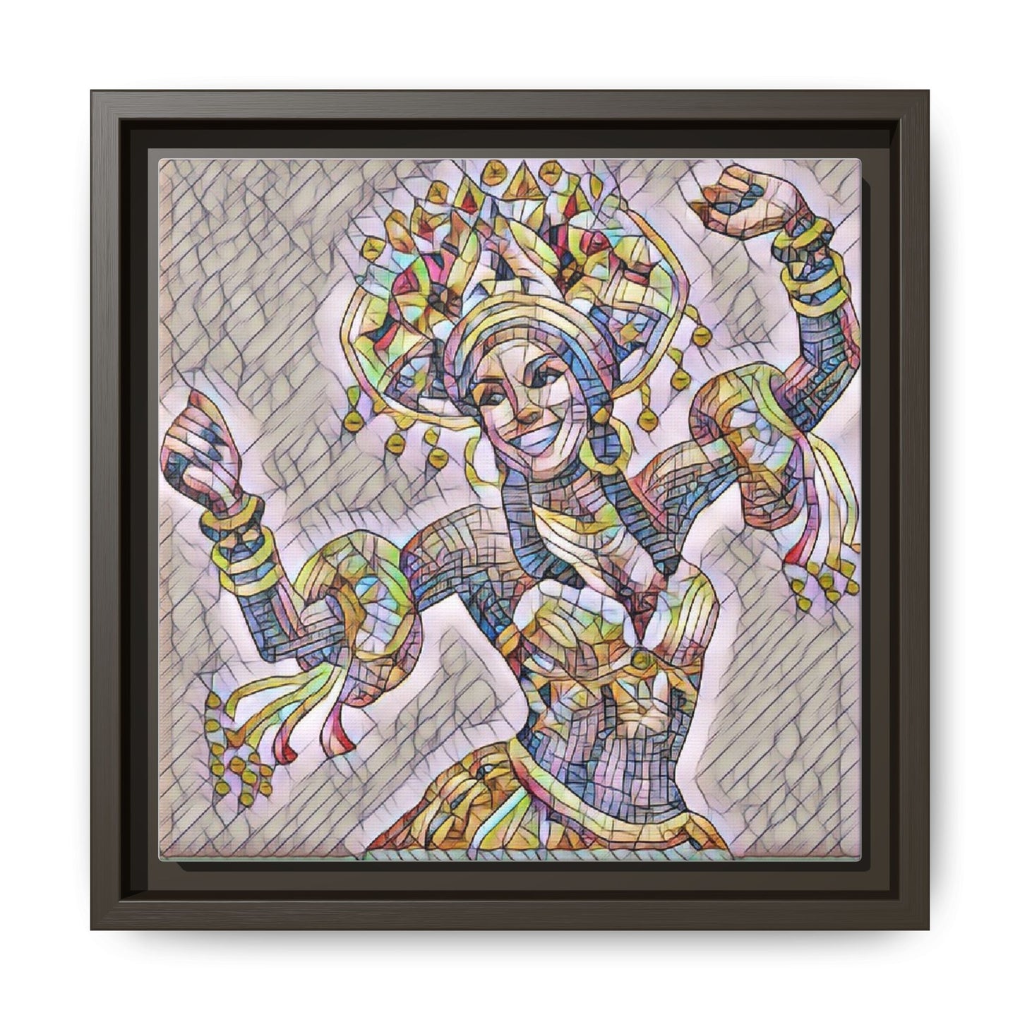Framed Matte Canvas: Colorful Carnival Dancer Artwork – Vibrant Ethnic Dance Wall Art