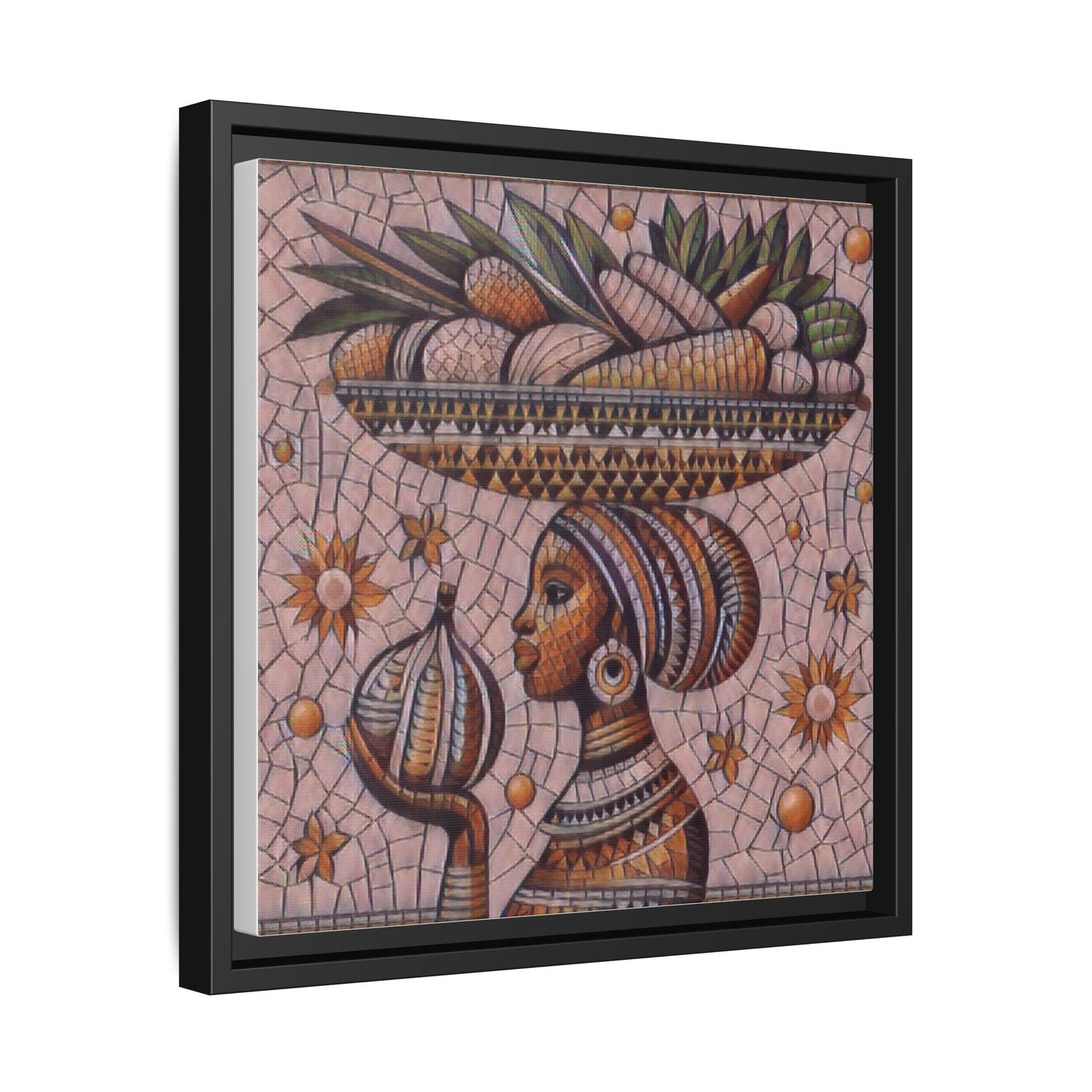 Egyptian Mosaic Goddess Matte Framed Canvas Wall Art