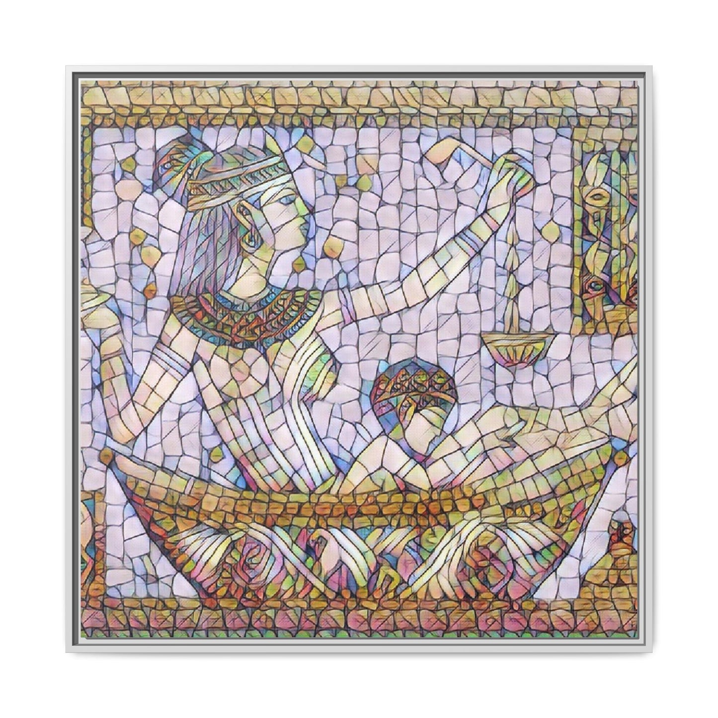 Egyptian Mosaic Goddess Matte Canvas Print (Framed)