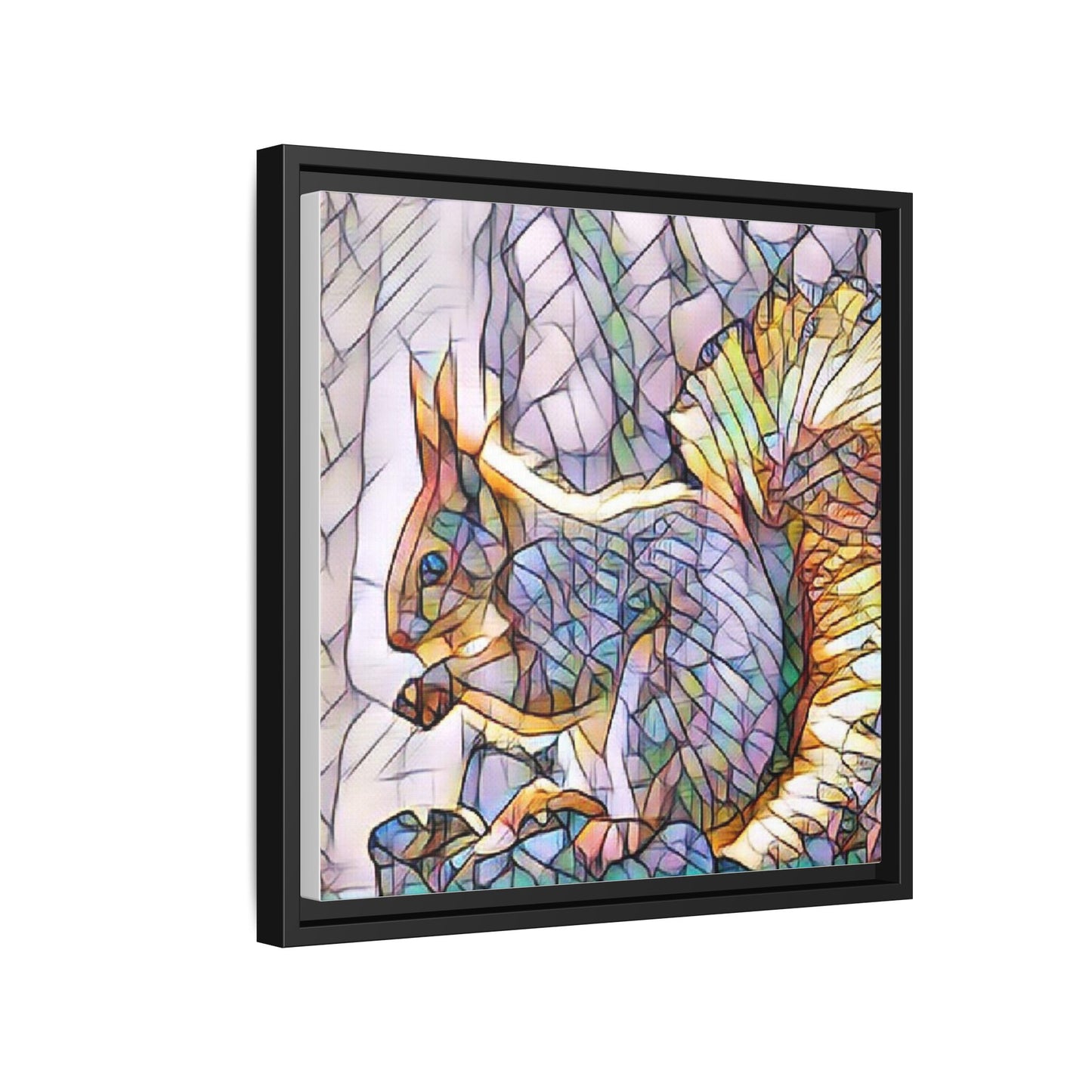 Framed Squirrel Mosaic Matte Canvas Wall Art