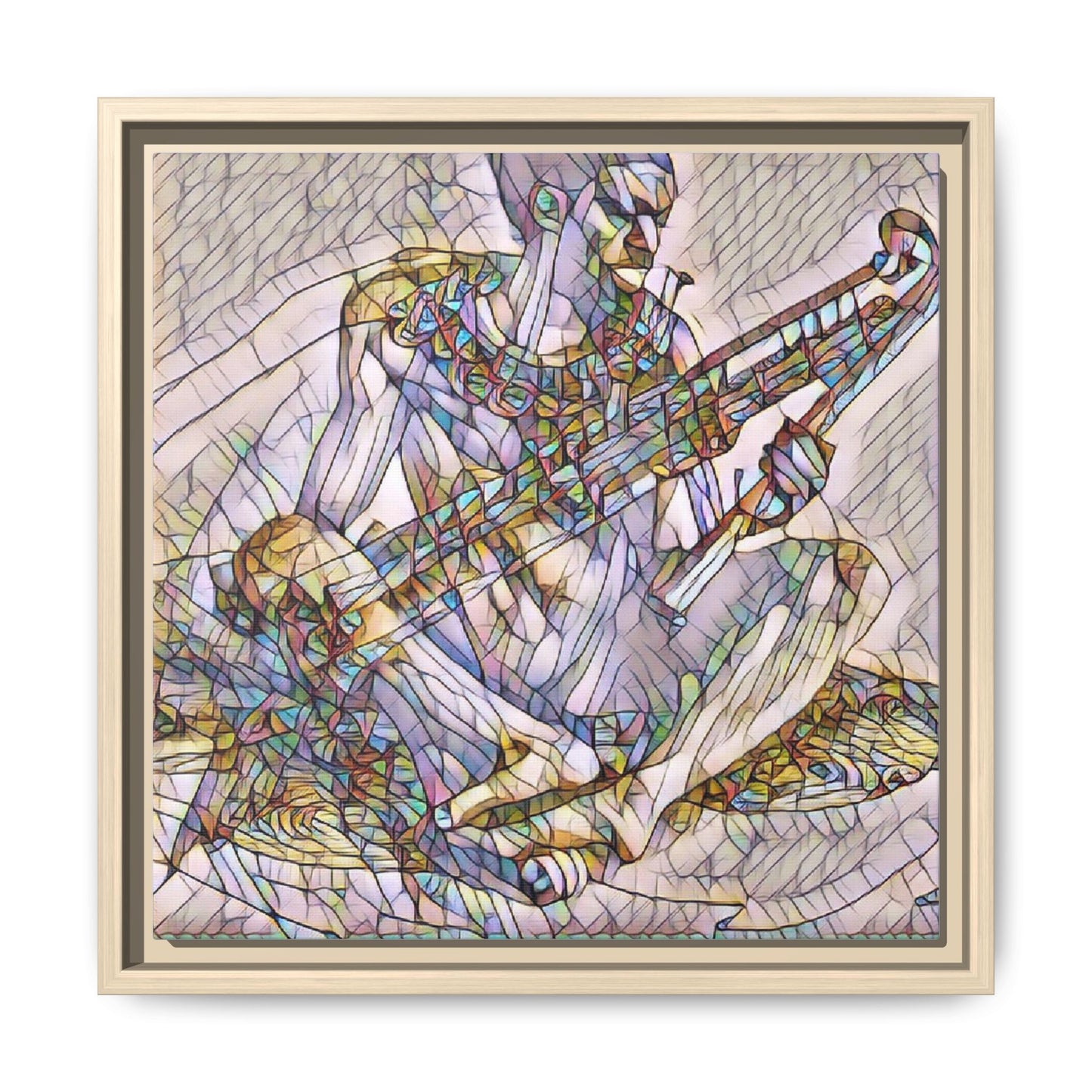 Framed Abstract Musician Canvas Art — Multicolor Modern Wall Decor