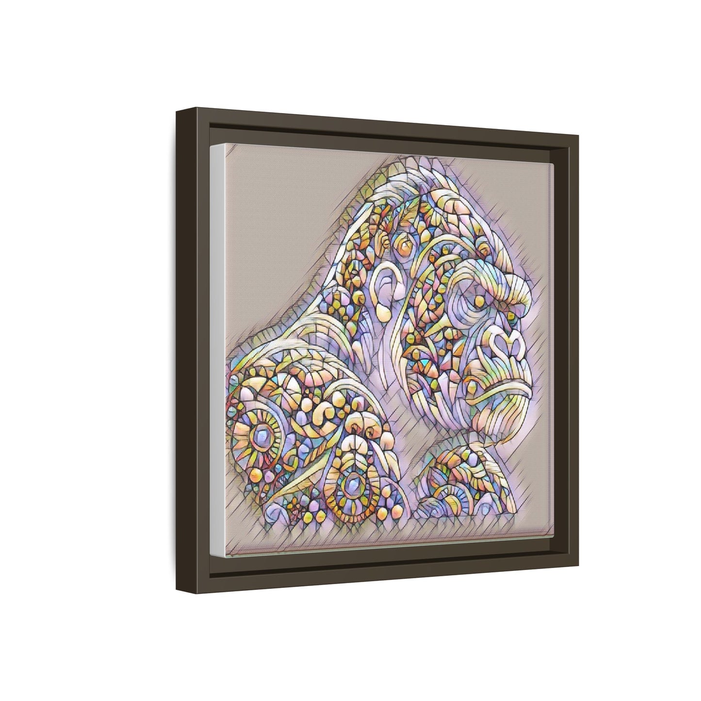 Colorful Ornate Gorilla Matte Canvas Framed Wall Art