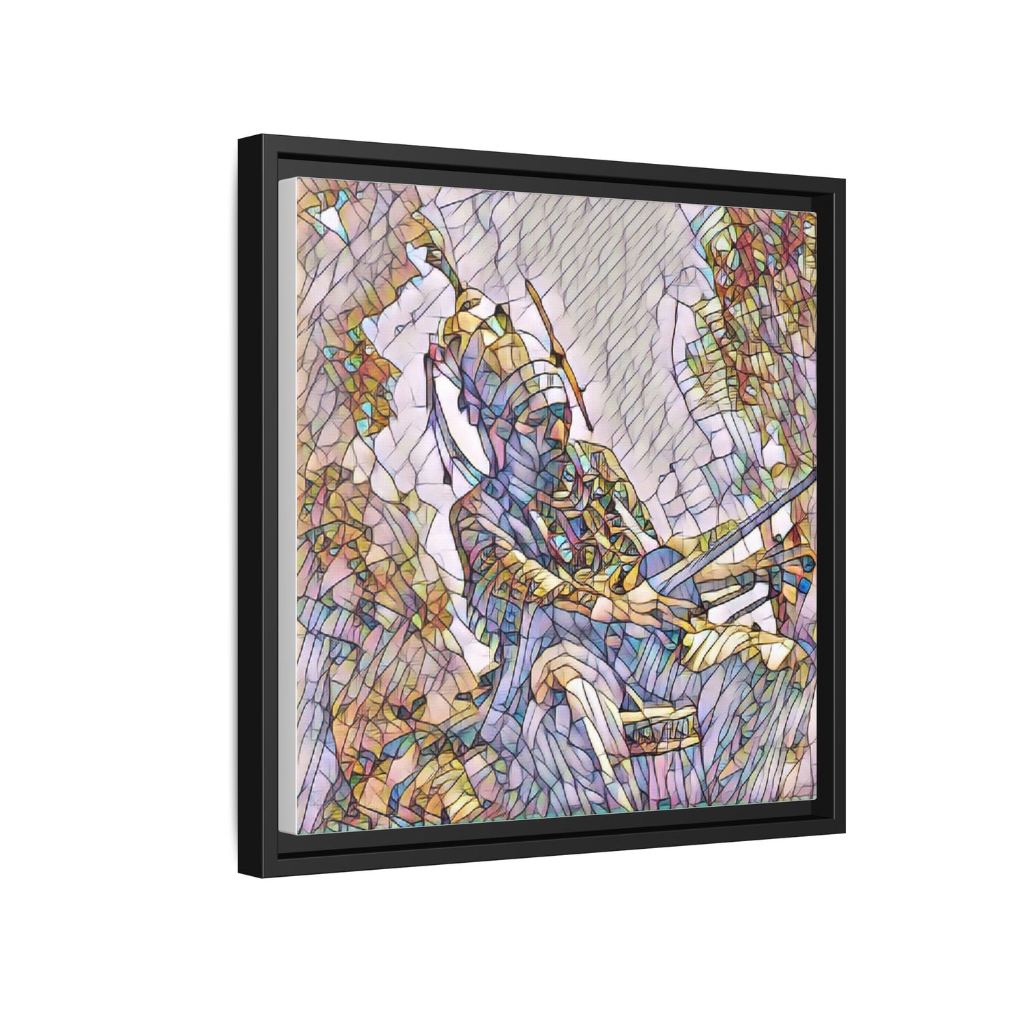 Framed Archery Canvas Print — Stained-Glass Archer Wall Art