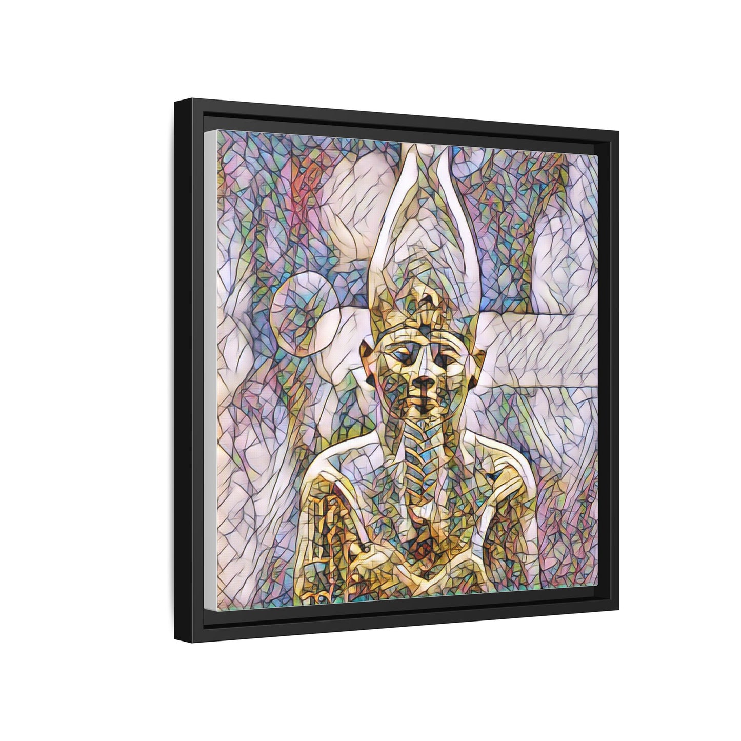 Egyptian Pharaoh Stained-Glass Style Matte Canvas Print, Framed