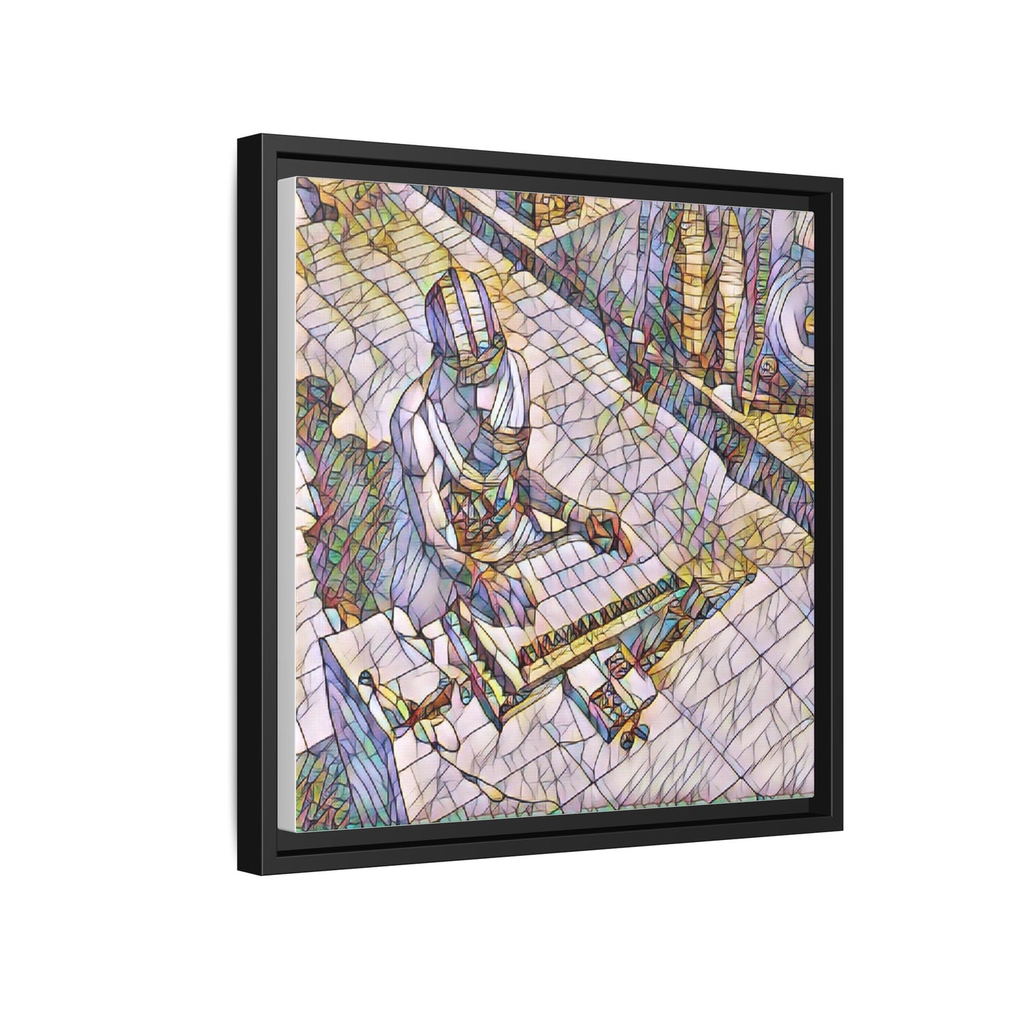 Abstract DJ Skateboarder Matte Framed Canvas – Colorful Urban Music Art Print
