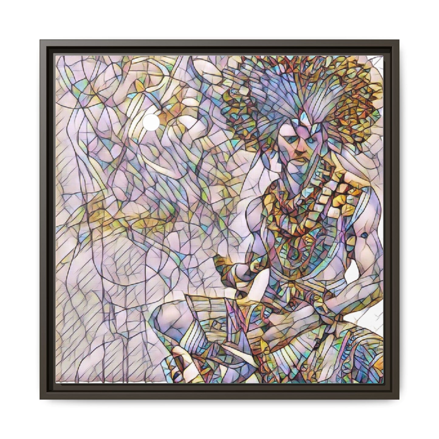 Framed Matte Canvas Art — Colorful Tribal Warrior Illustration