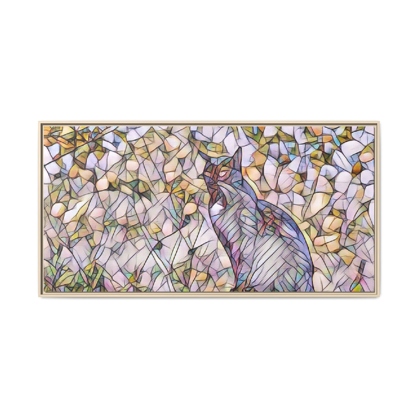 Framed Canvas Art - Stained Glass Heron Nature Print