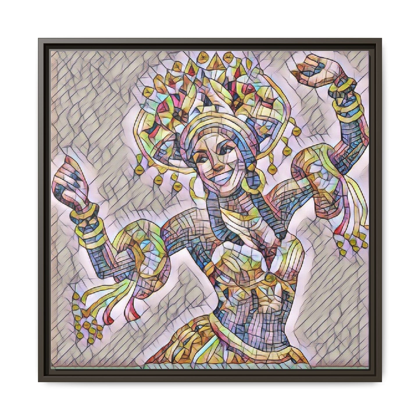 Framed Matte Canvas: Colorful Carnival Dancer Artwork – Vibrant Ethnic Dance Wall Art