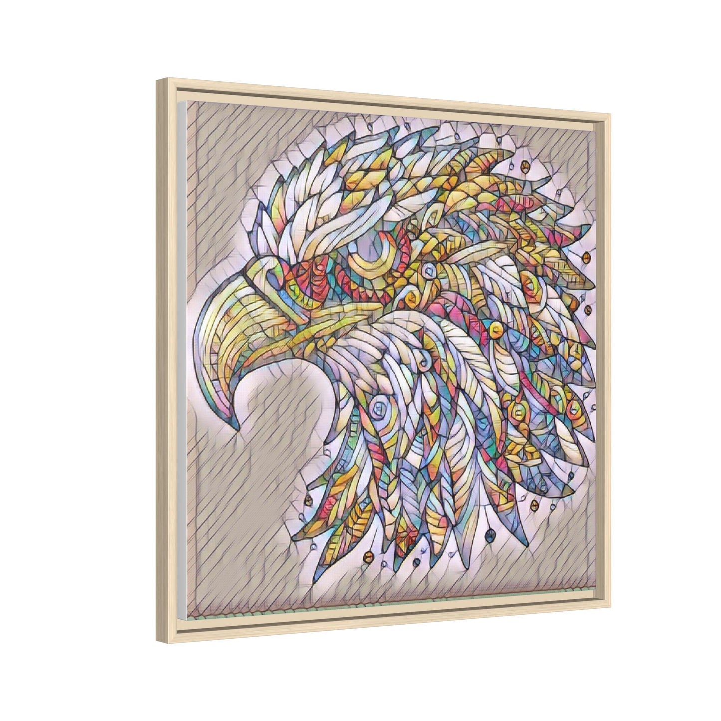 Colorful Eagle Head Matte Framed Canvas Art
