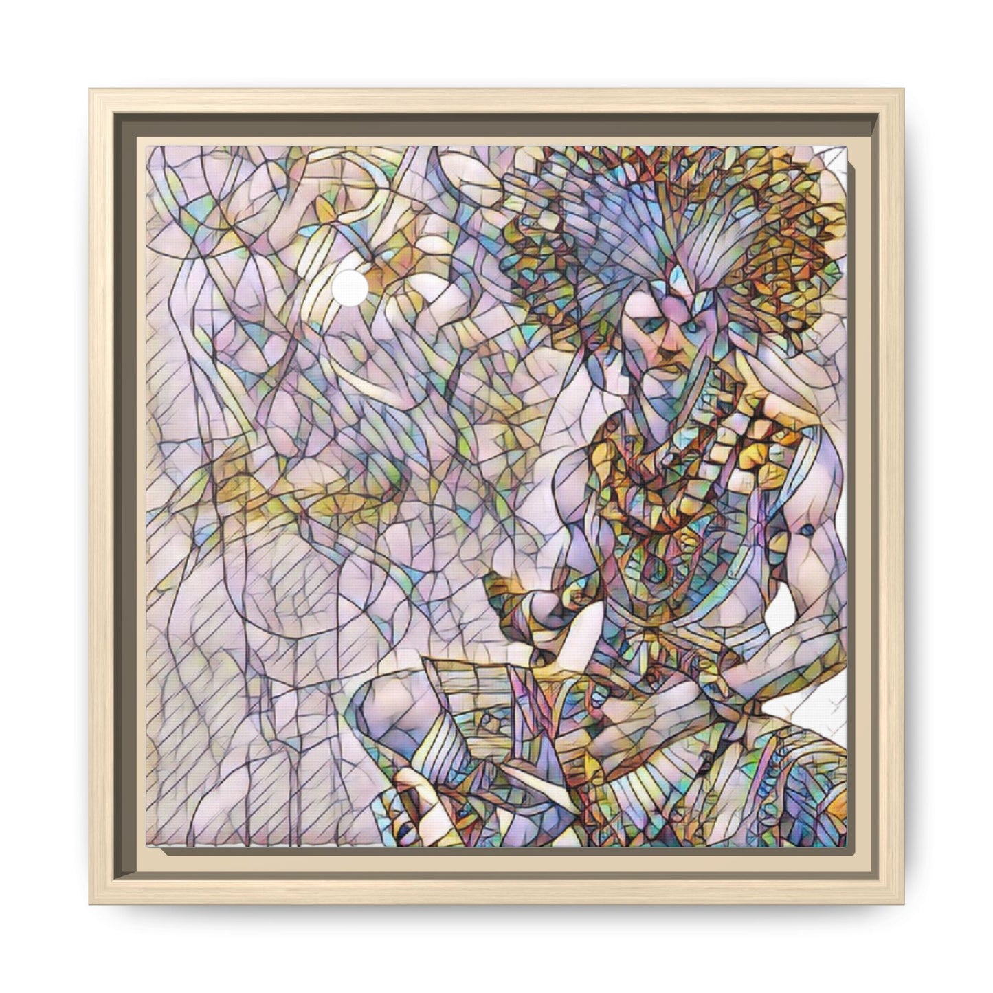 Framed Matte Canvas Art — Colorful Tribal Warrior Illustration