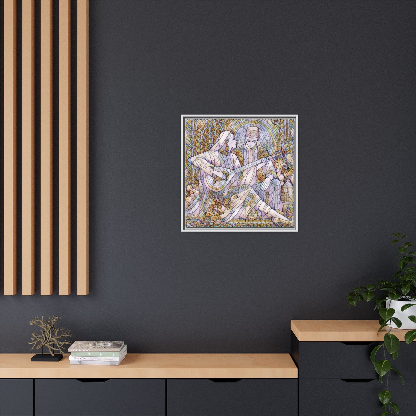 Love Song Serenade - Framed Canvas Wall Art | Guitar Player Romantic Print