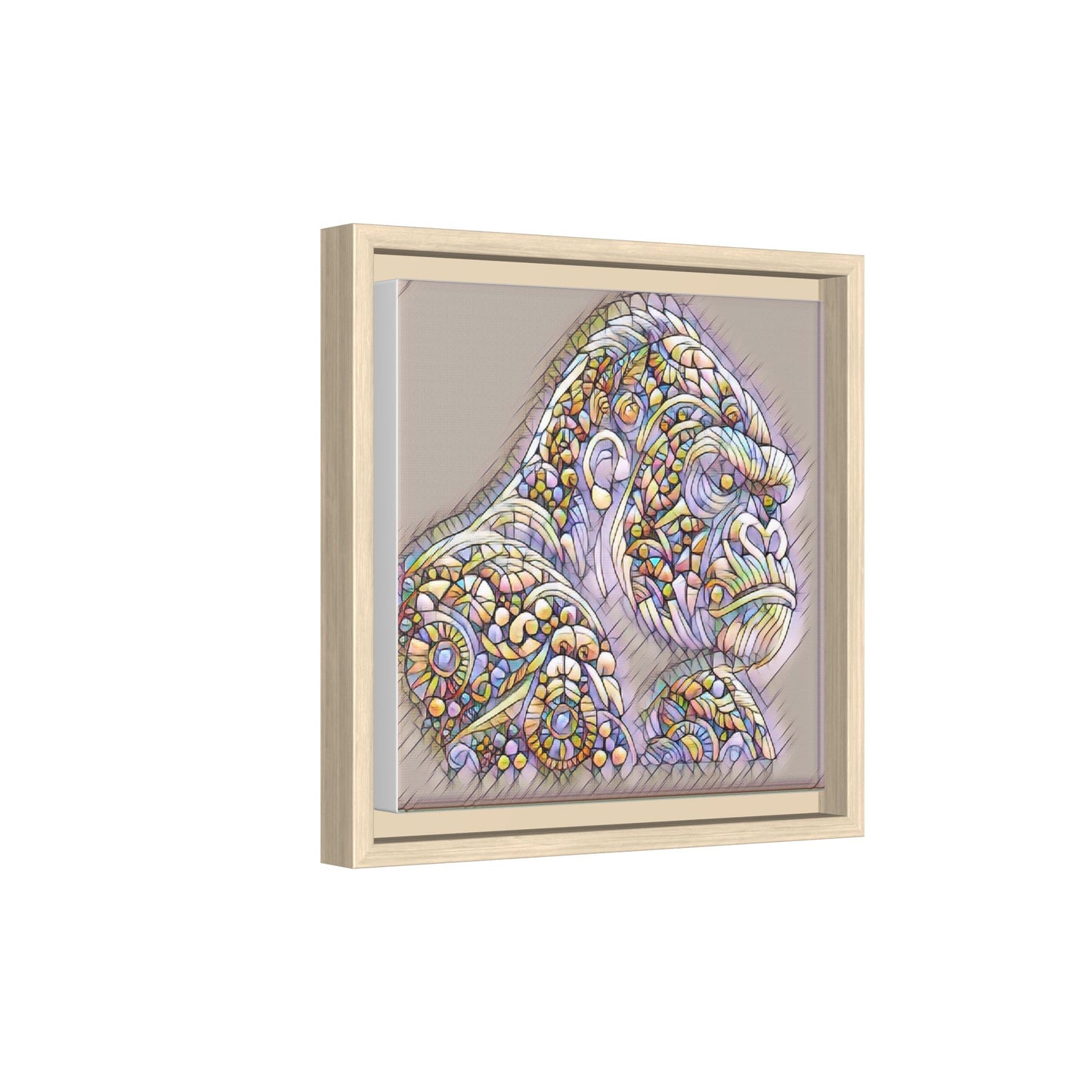 Colorful Ornate Gorilla Matte Canvas Framed Wall Art