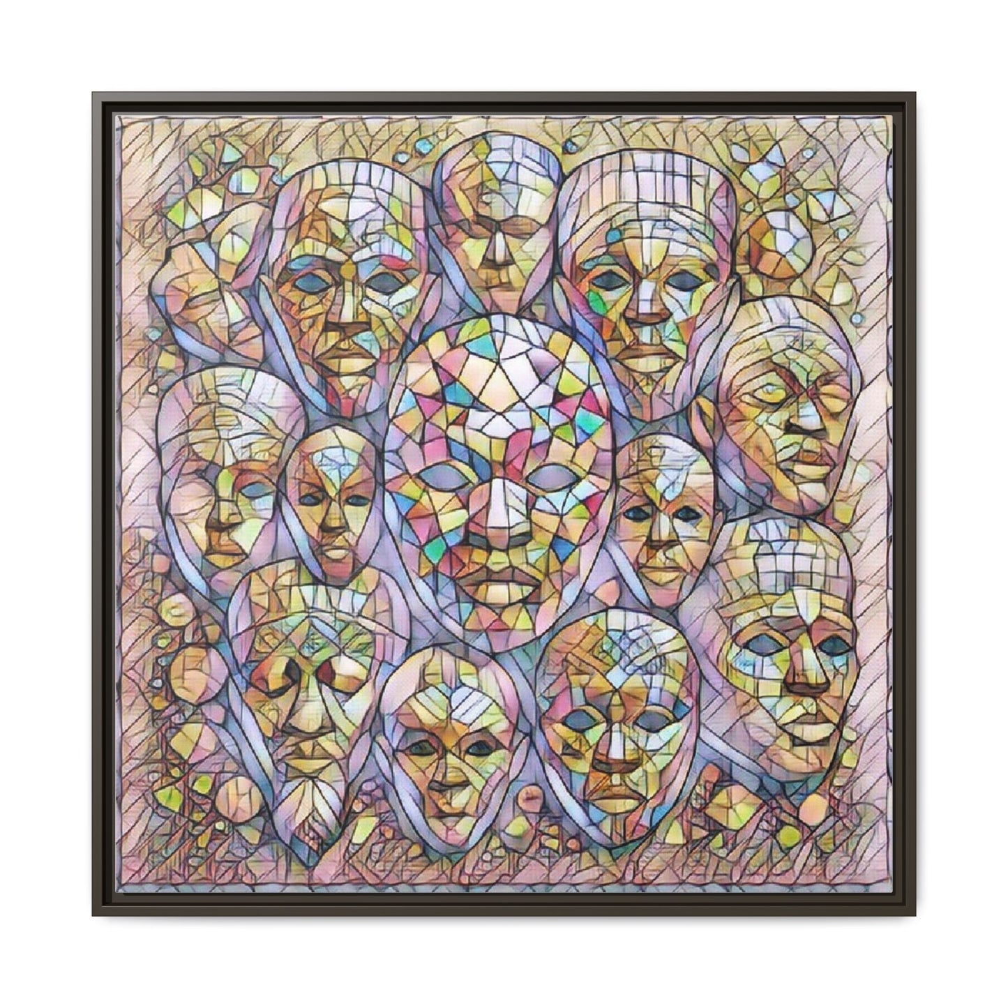Framed Art Print — Mosaic Faces Matte Canvas