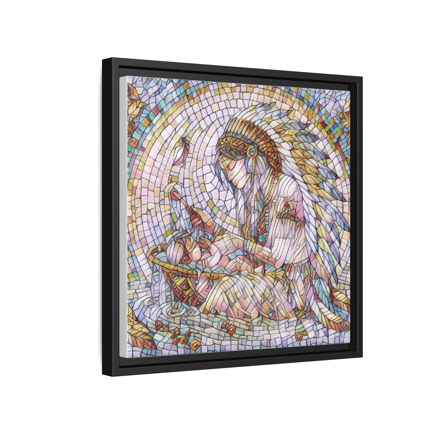 Framed Mosaic Native Mother & Child Matte Canvas Art