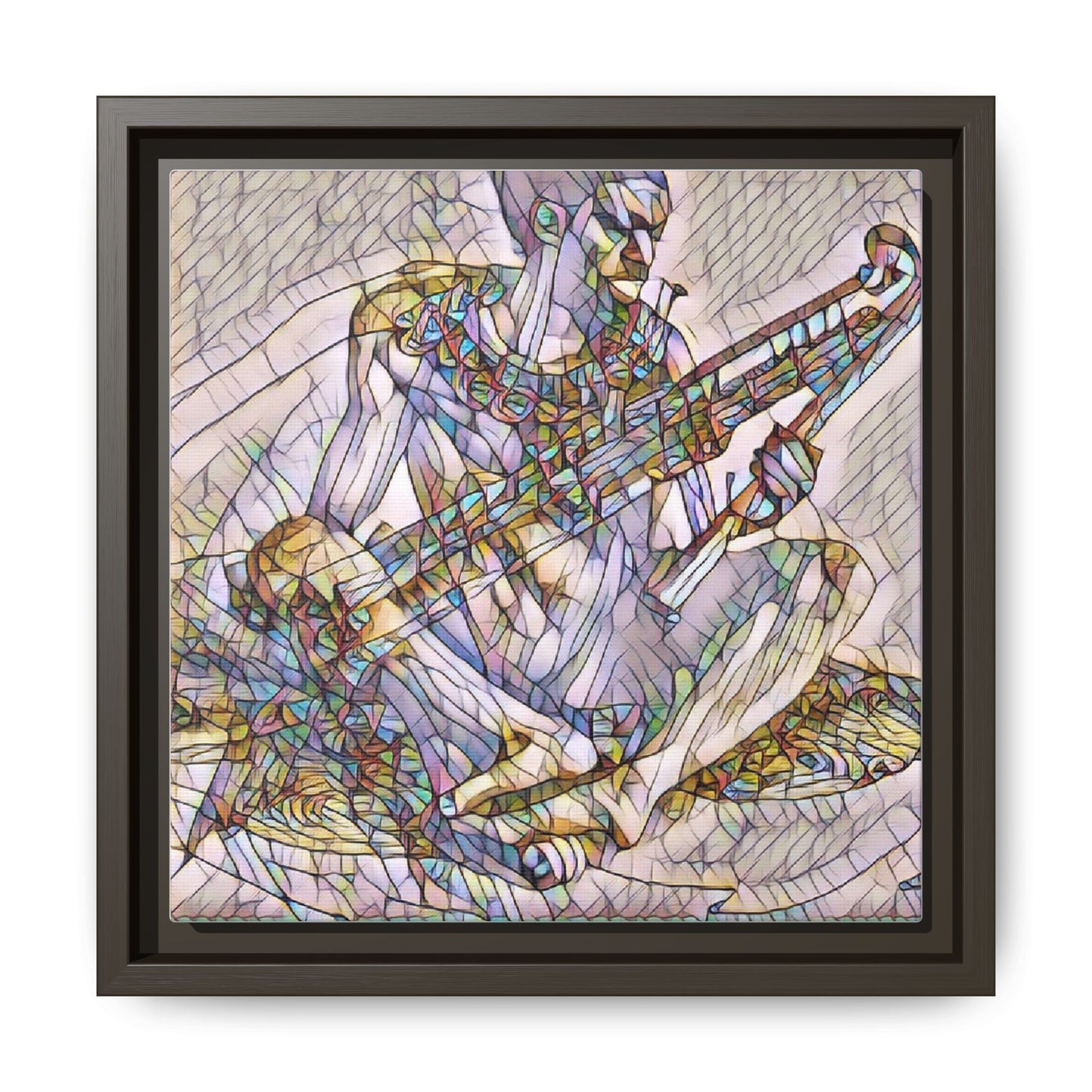 Framed Abstract Musician Canvas Art — Multicolor Modern Wall Decor