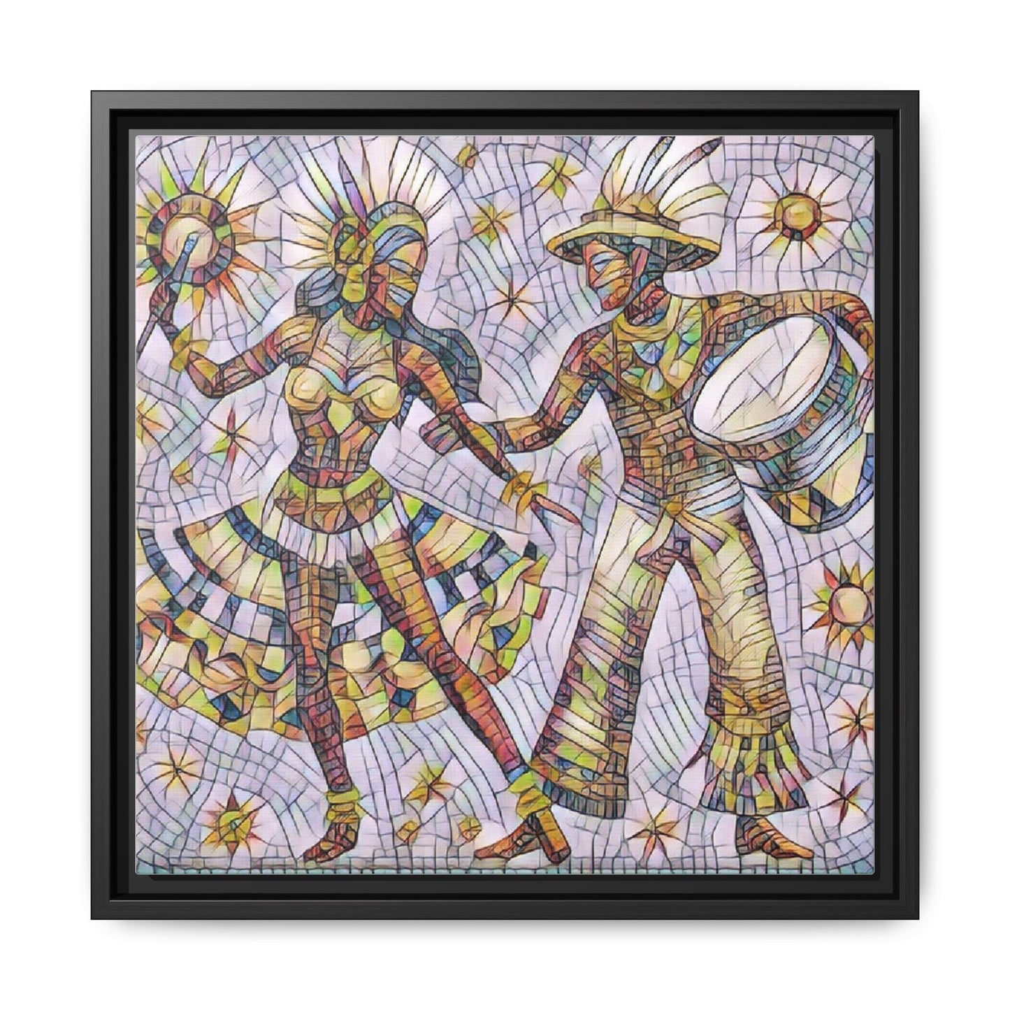Carnival Dancers Framed Canvas Art – Colorful Samba Couple Print