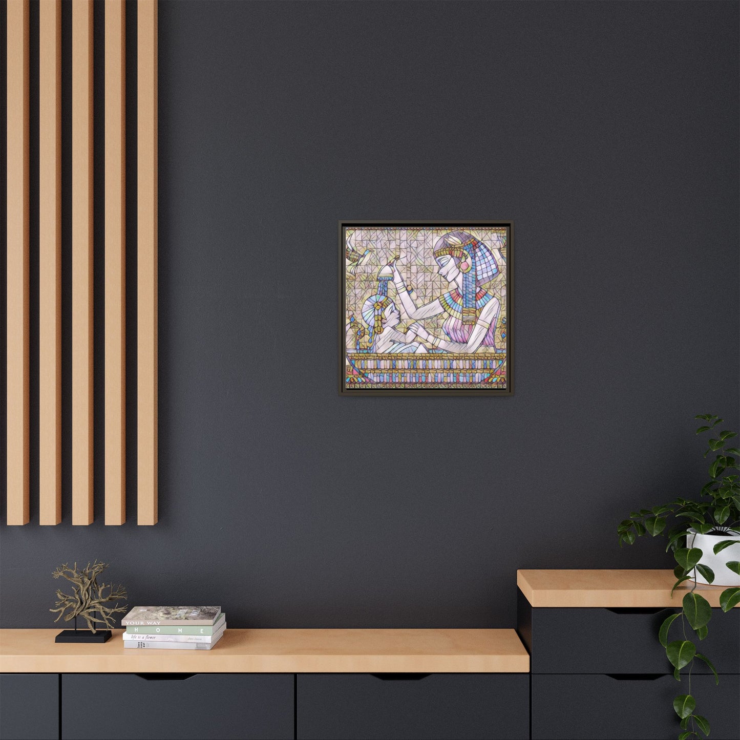 Egyptian Mosaic Mother & Child Framed Matte Canvas