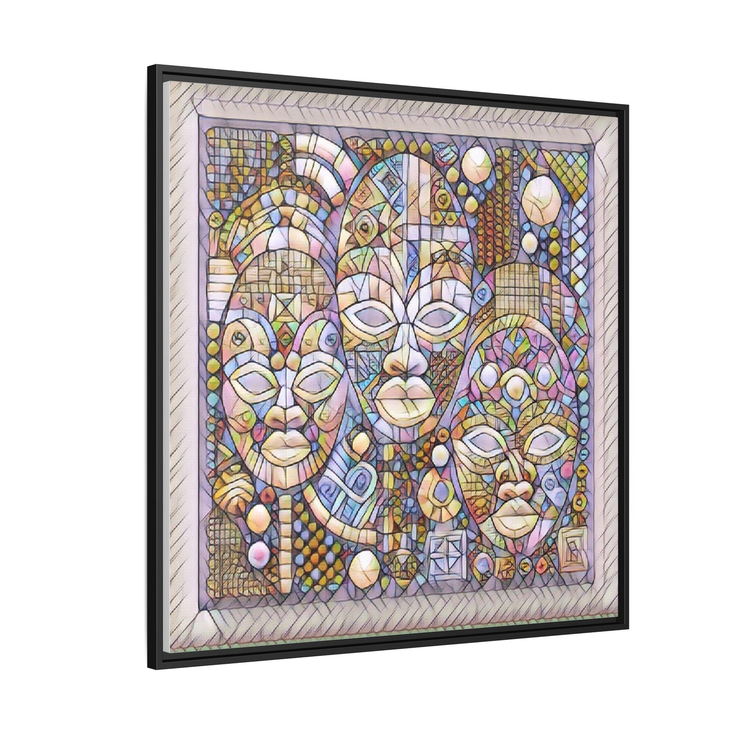 Abstract African Mask Art — Framed Matte Canvas Wall Art