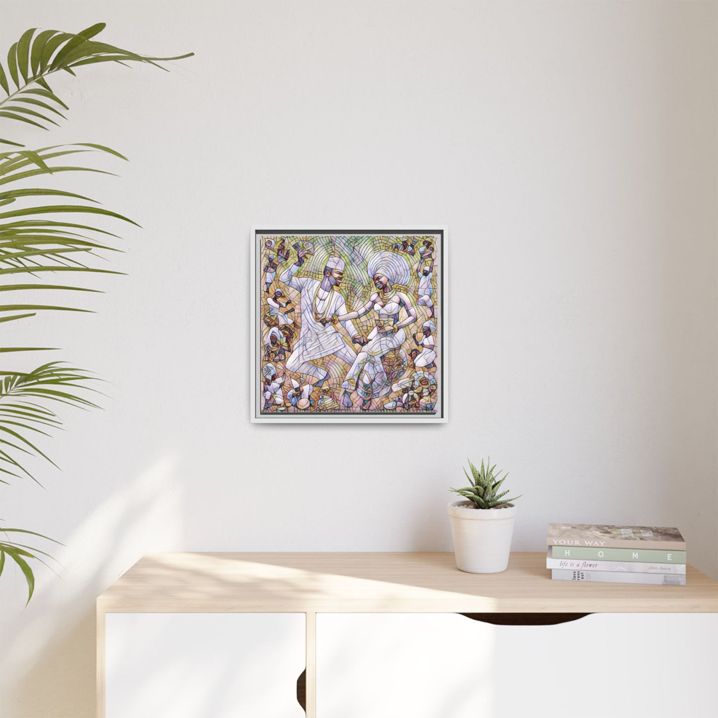 Afrobeat Celebration Matte Framed Canvas — Vibrant Dancers Wall Art