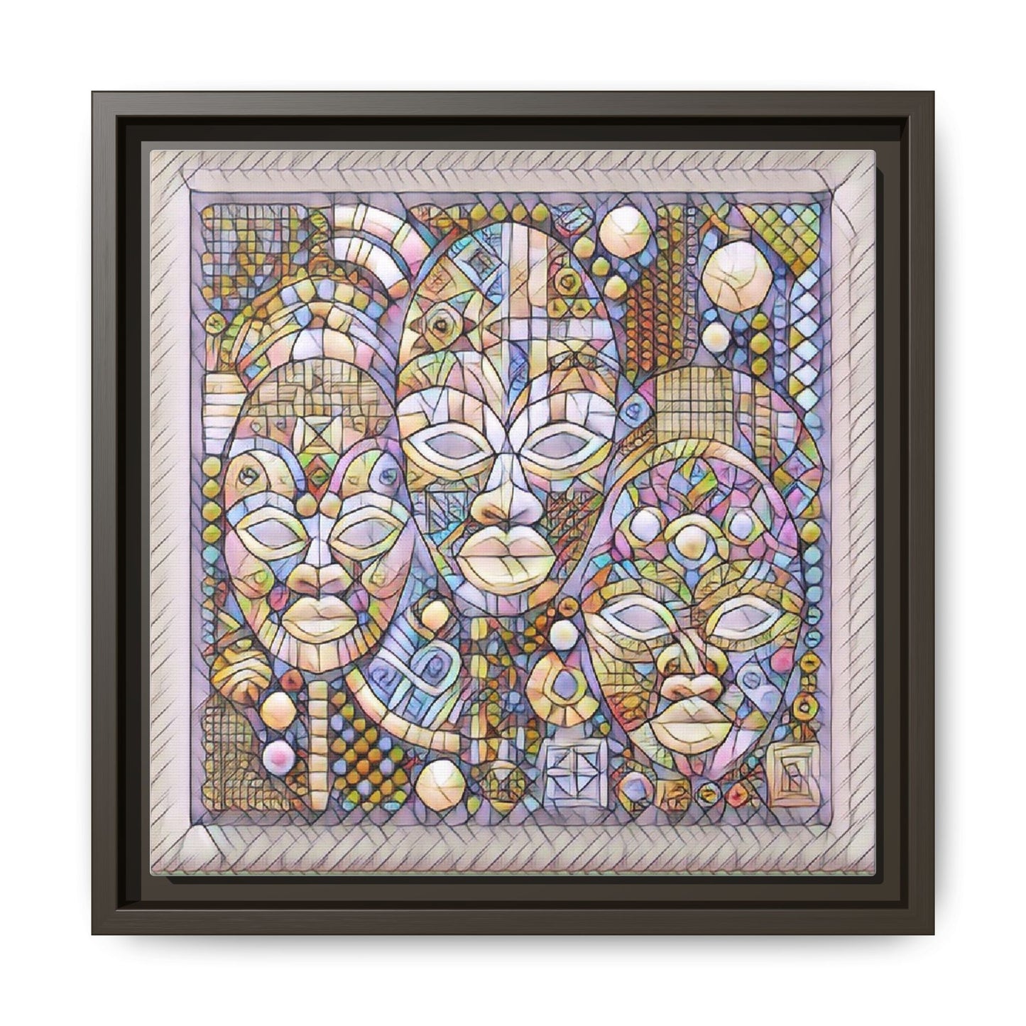 Abstract African Mask Art — Framed Matte Canvas Wall Art