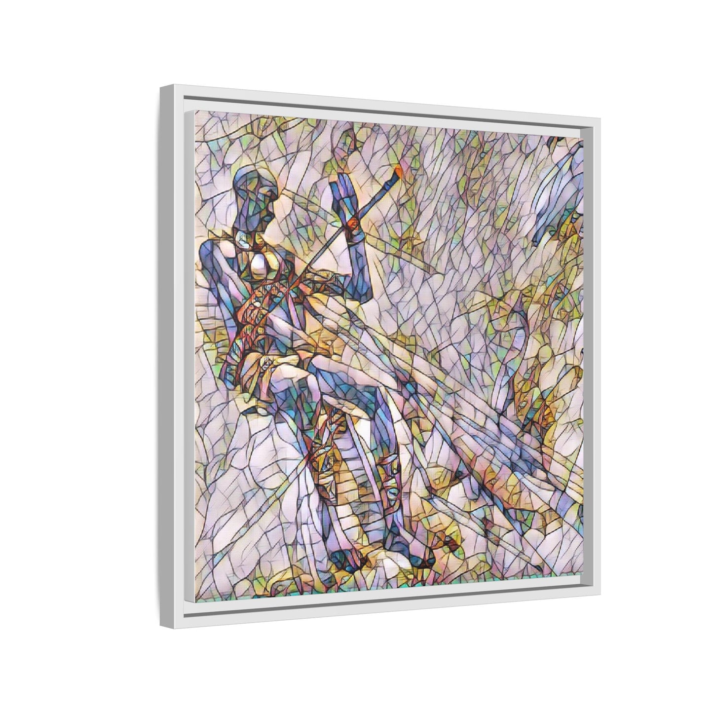 Abstract Stained-Glass Warrior Framed Canvas