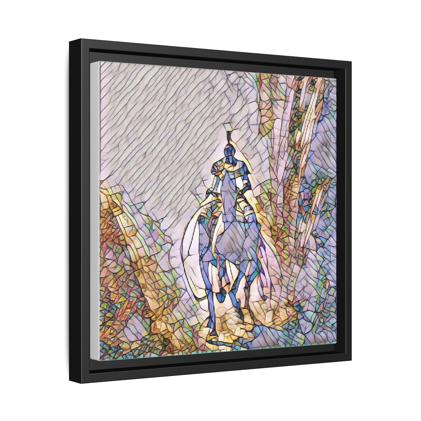 Stained-Glass Knight Matte Framed Canvas Wall Art
