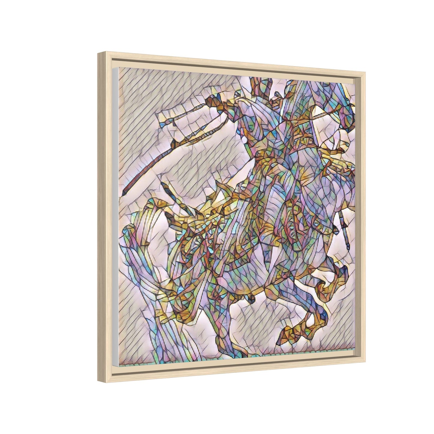Framed Abstract Stained-Glass Horse Canvas