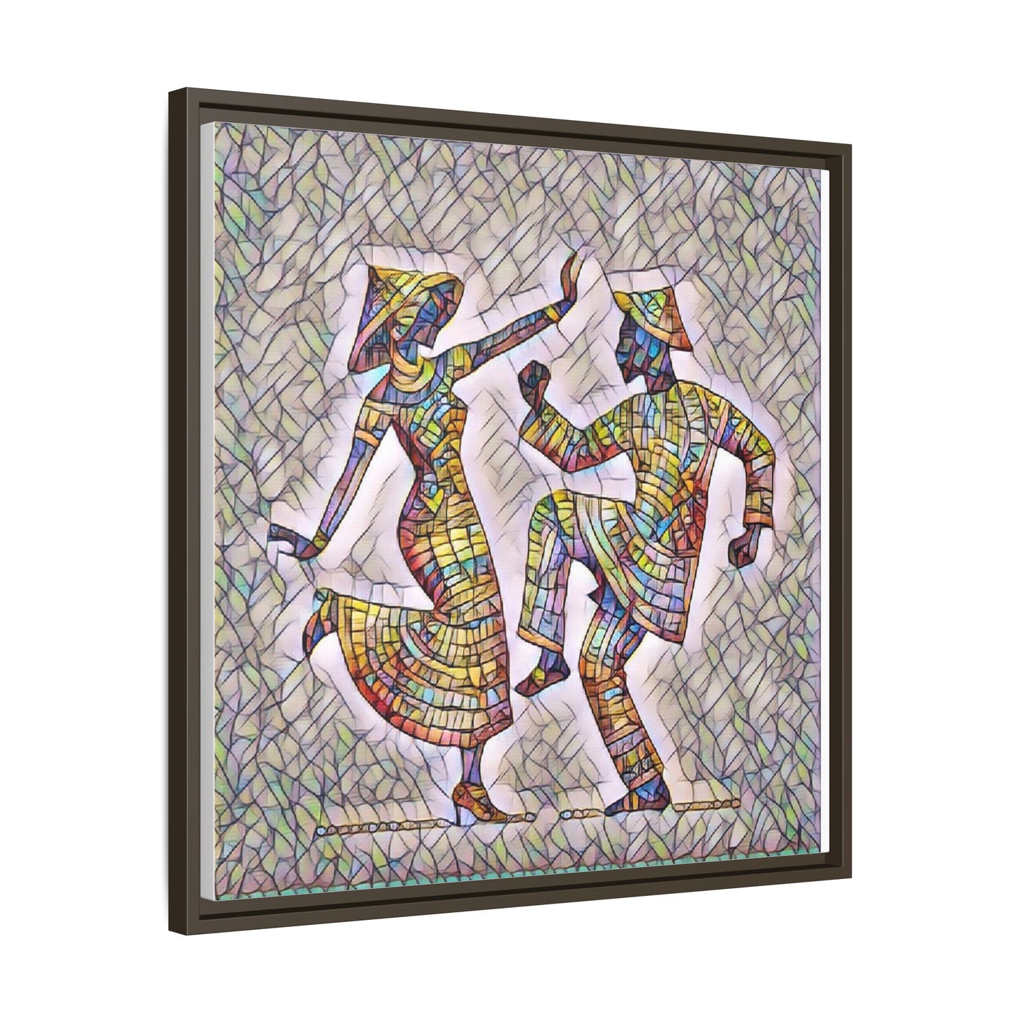 Colorful Folk Dance Matte Canvas Print (Framed)