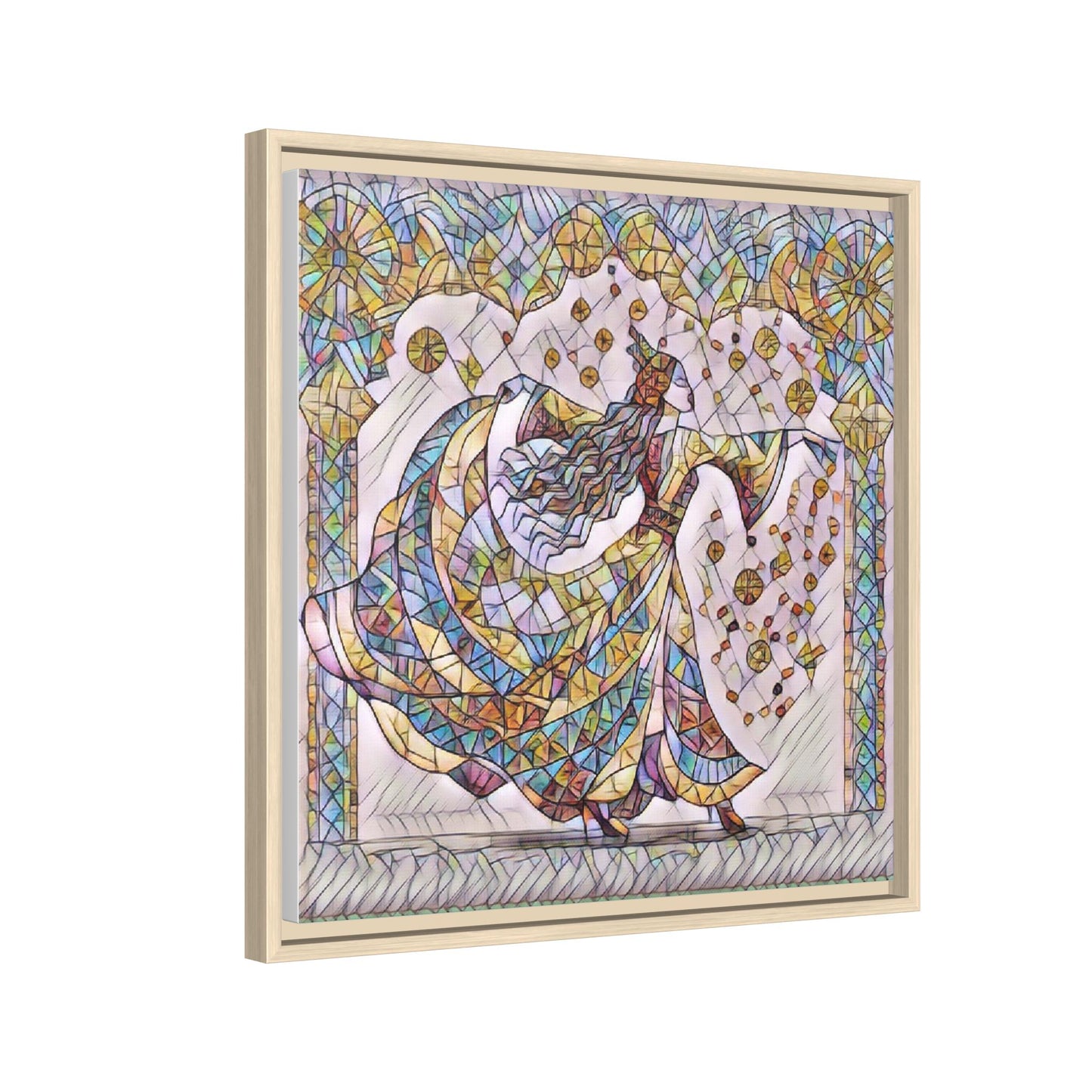 Stained Glass Dancing Dervish Framed Canvas Art