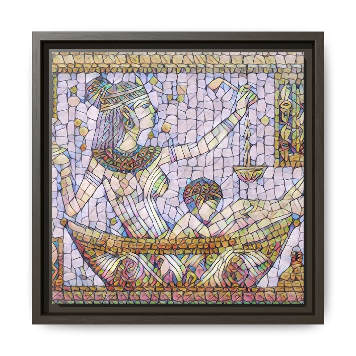 Egyptian Mosaic Goddess Matte Canvas Print (Framed)