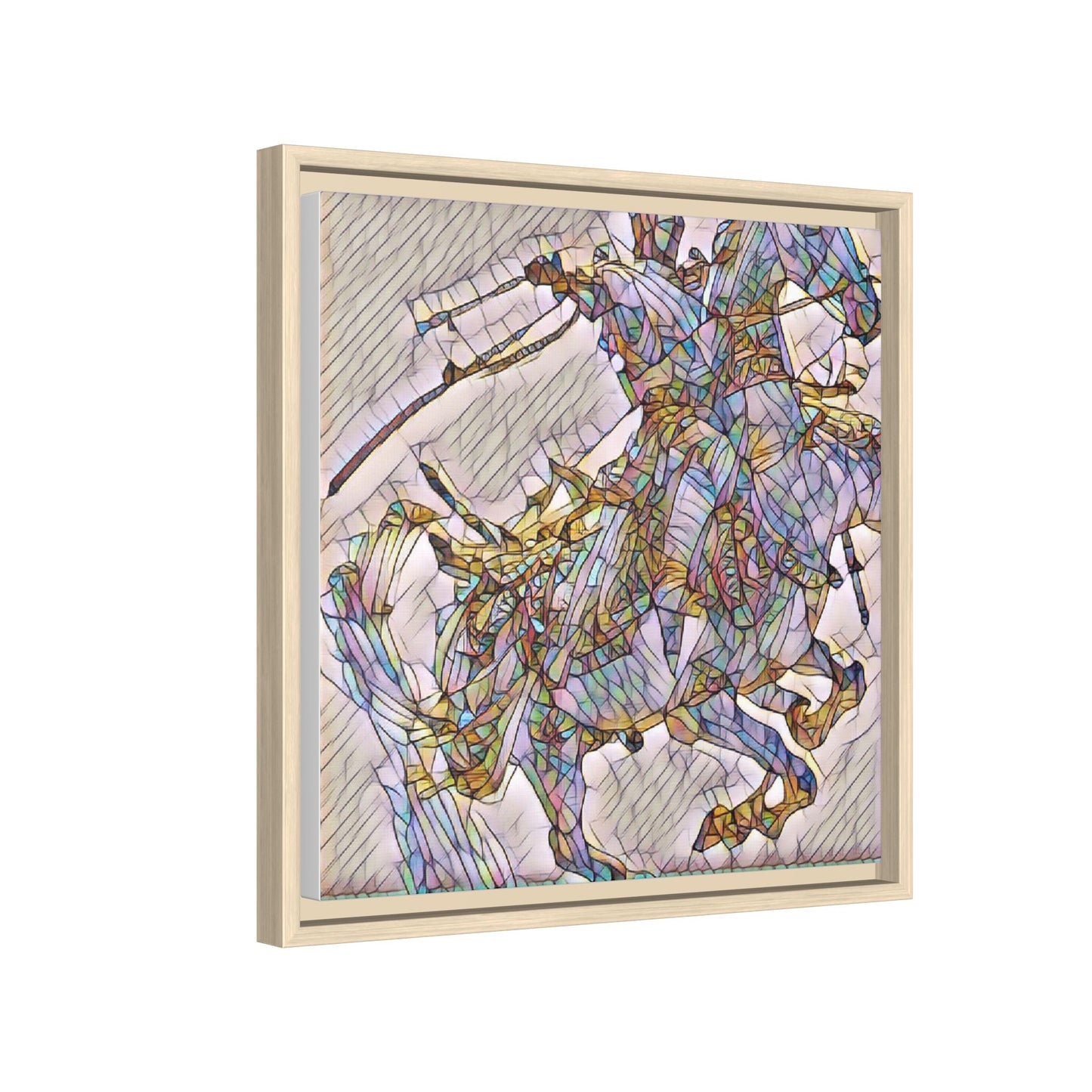 Framed Abstract Stained-Glass Horse Canvas